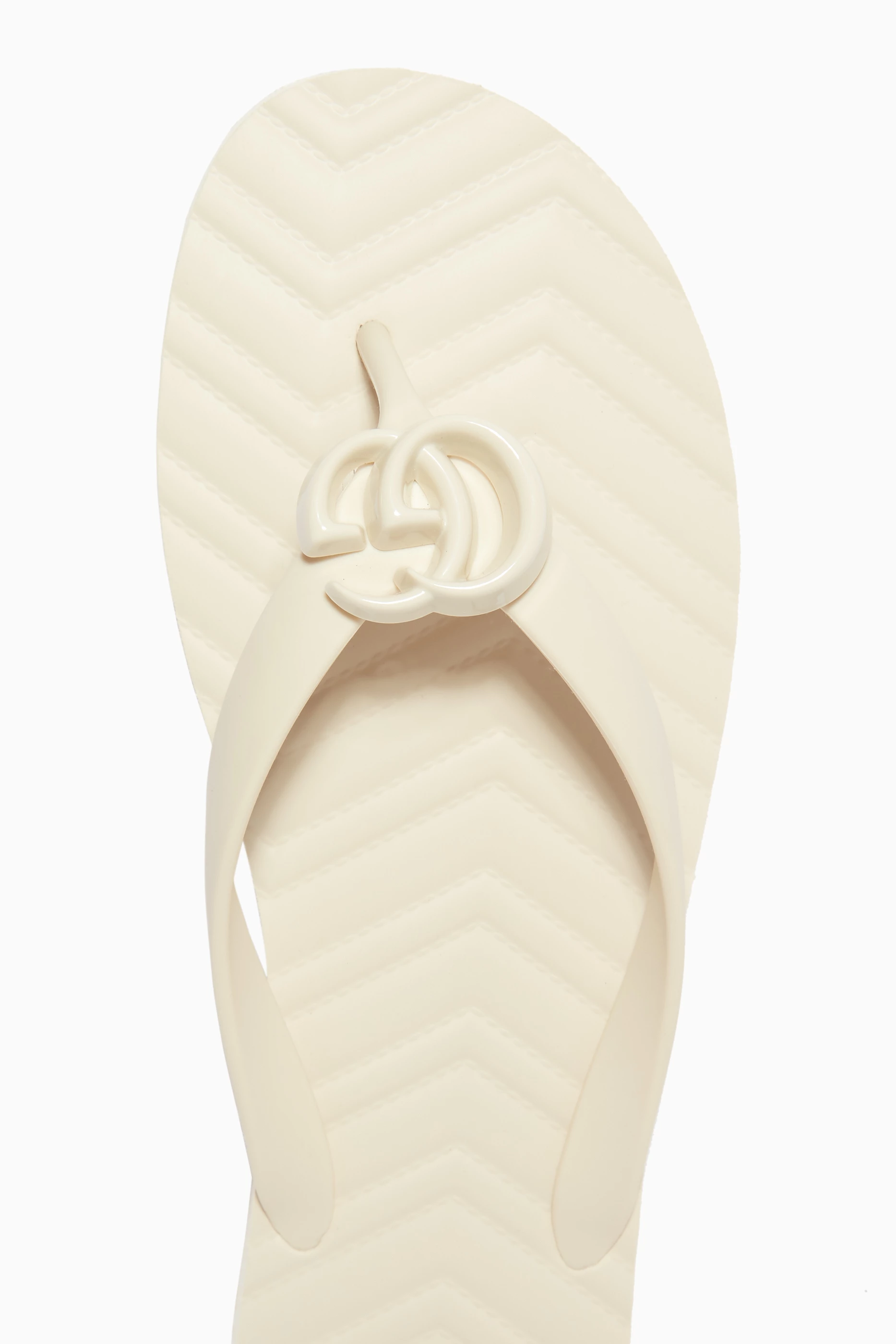 Buy Gucci White Pascar Flip Flops in Chevron Rubber for Women in
