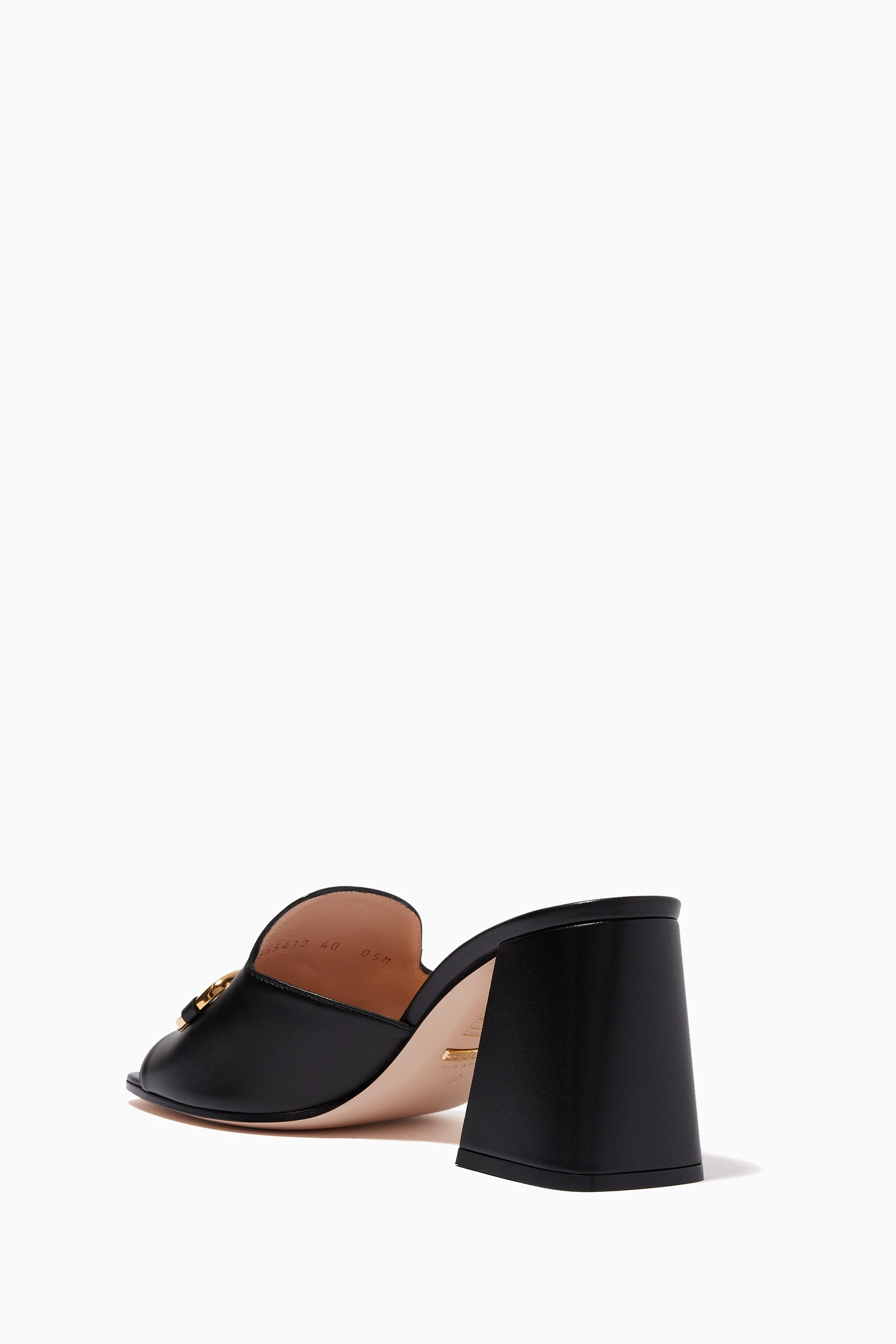 Buy Gucci Black Horsebit Slide Sandals in Leather for Women in UAE