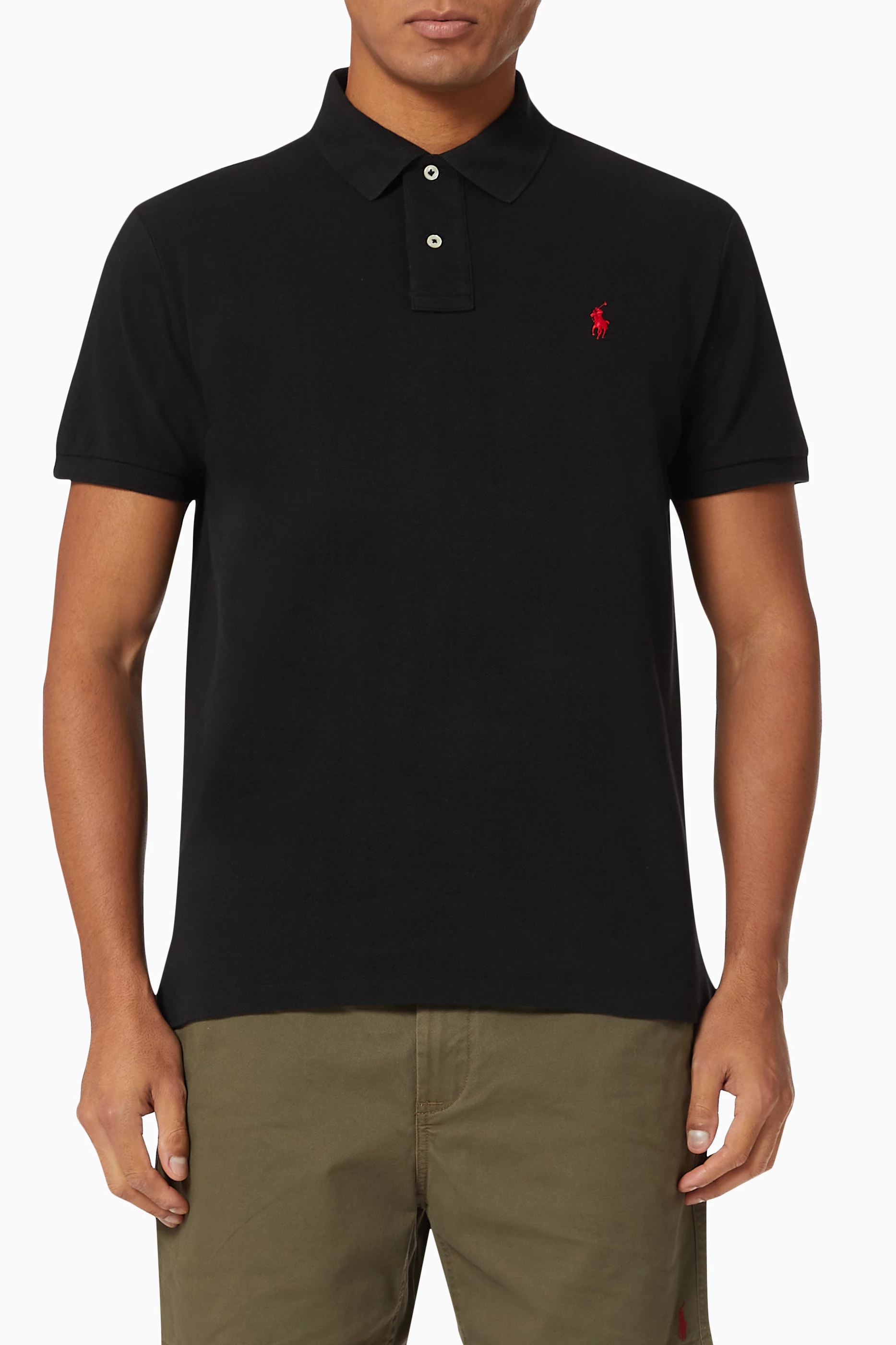 Ralph lauren black polo shirt slim fit top