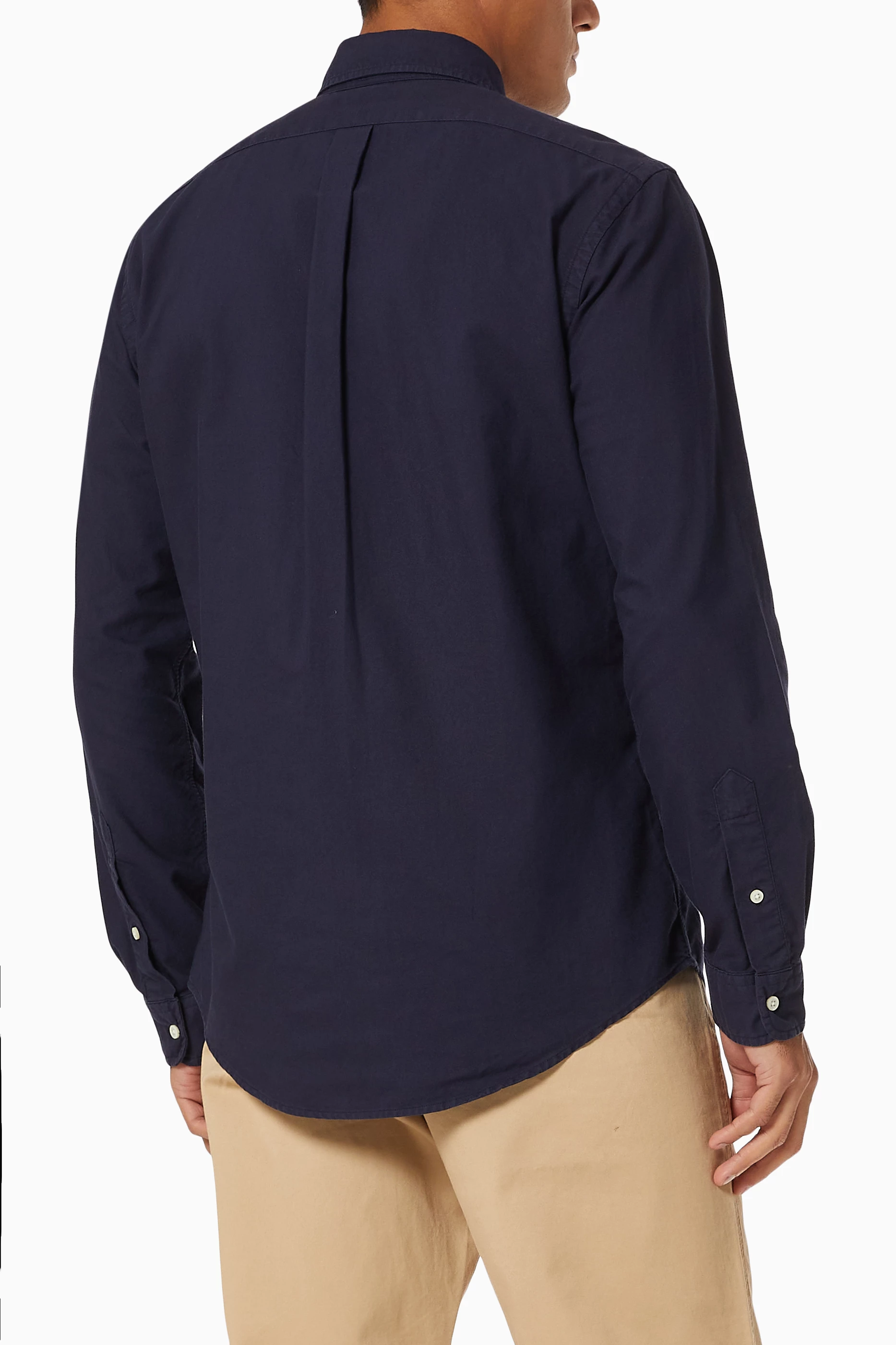 Buy Polo Ralph Lauren Blue Slim Fit Oxford Shirt in Garment dyed
