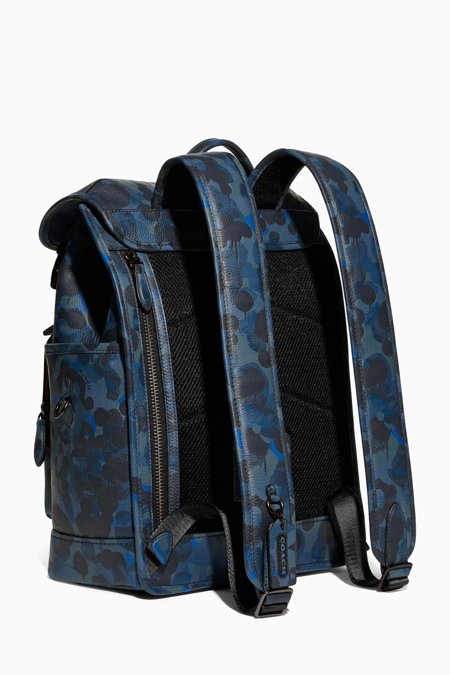 Buy Coach Blue League Flap backpack in Camo Print Leather for Men