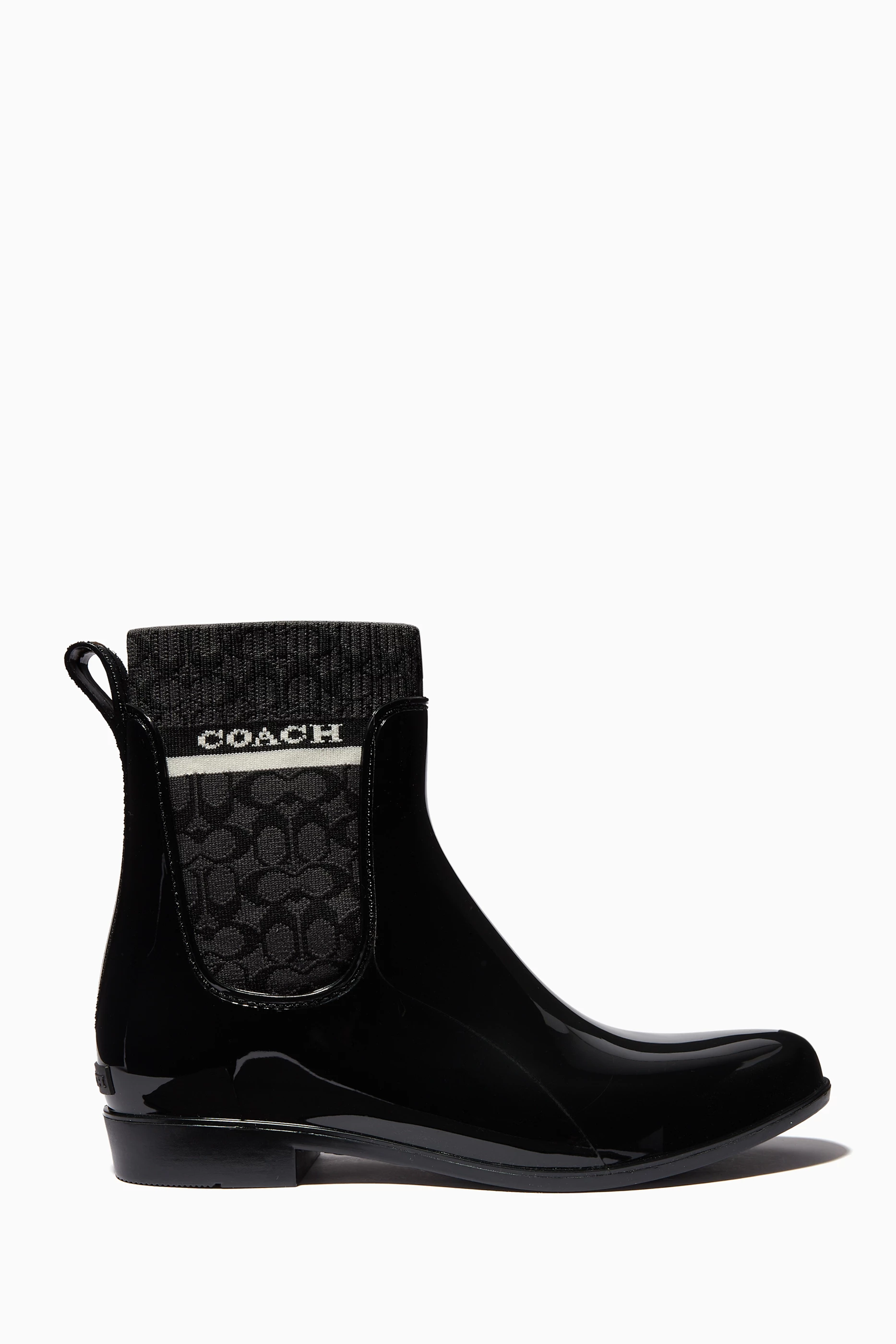 Buy Coach Black Rivington Rain Booties in Rubber for Women in UAE