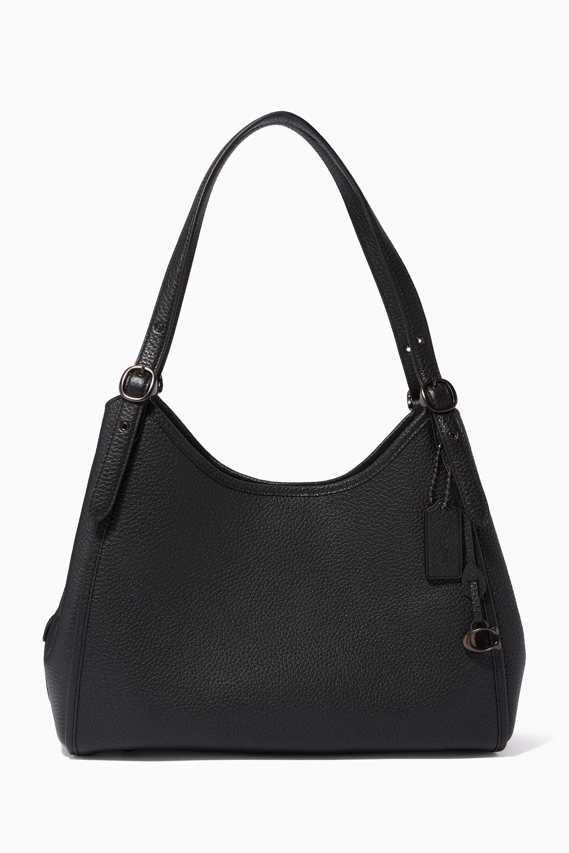 Coach black leather shoulder discount bag
