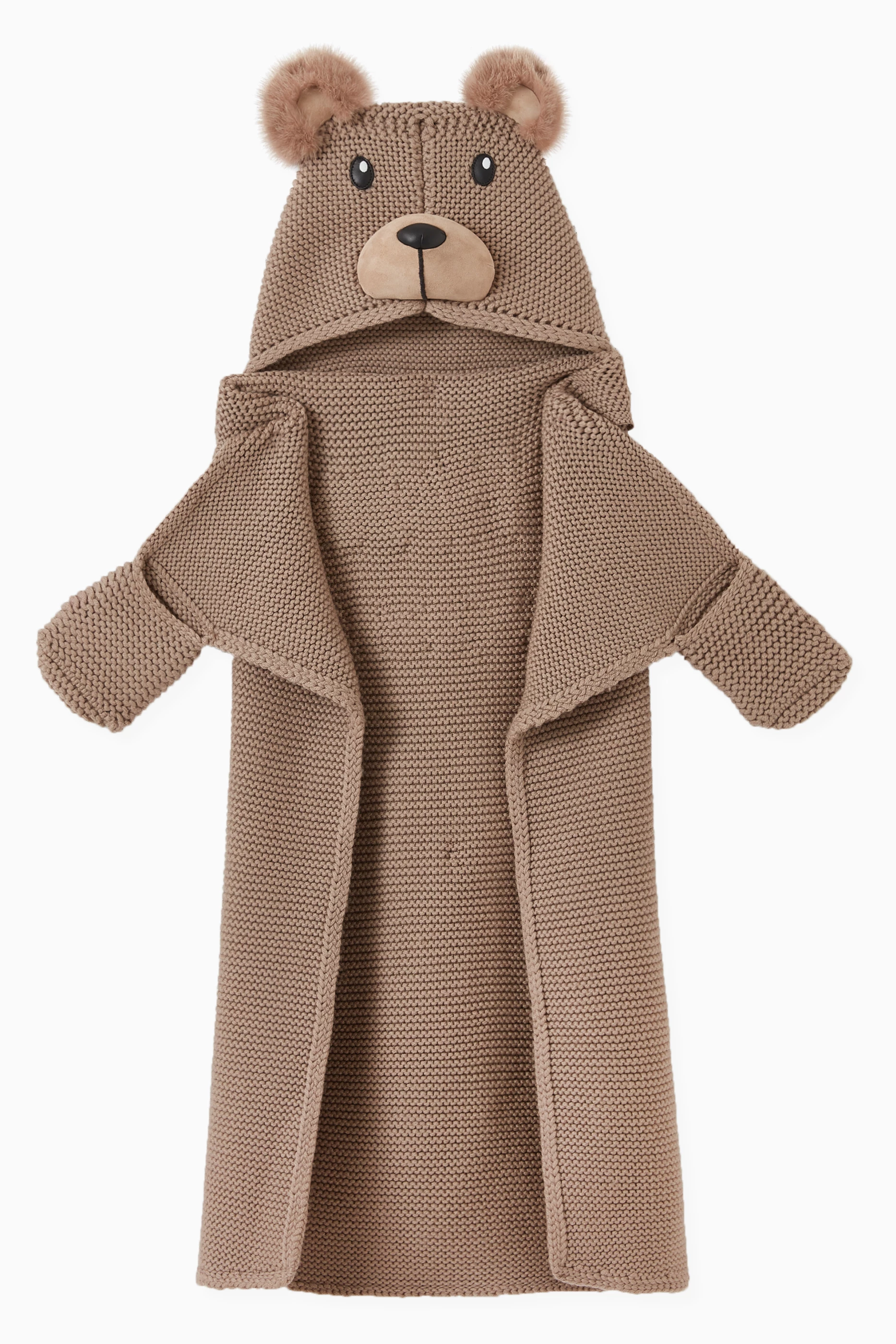 Buy Fendi Brown Bear Hood Blanket in Cotton Knit for UNISEX in UAE Ounass