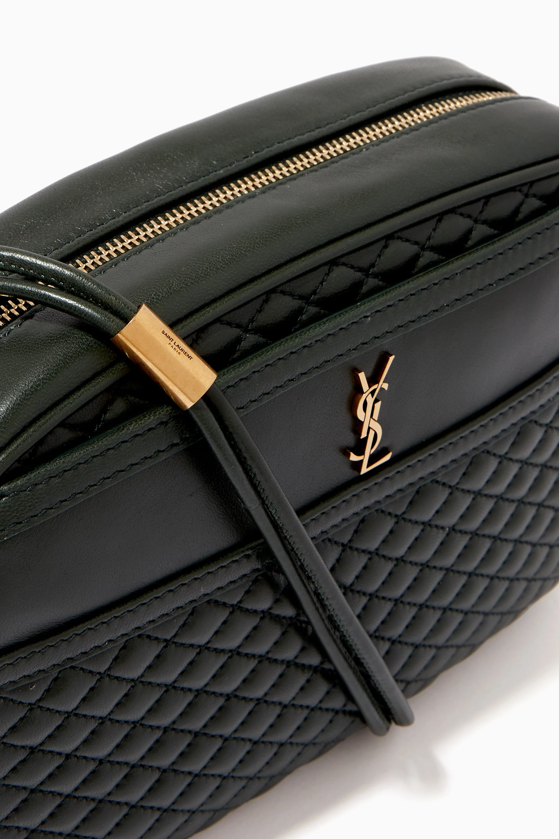 Buy SAINT LAURENT Green Victoire Camera Bag in Quilted Lambskin