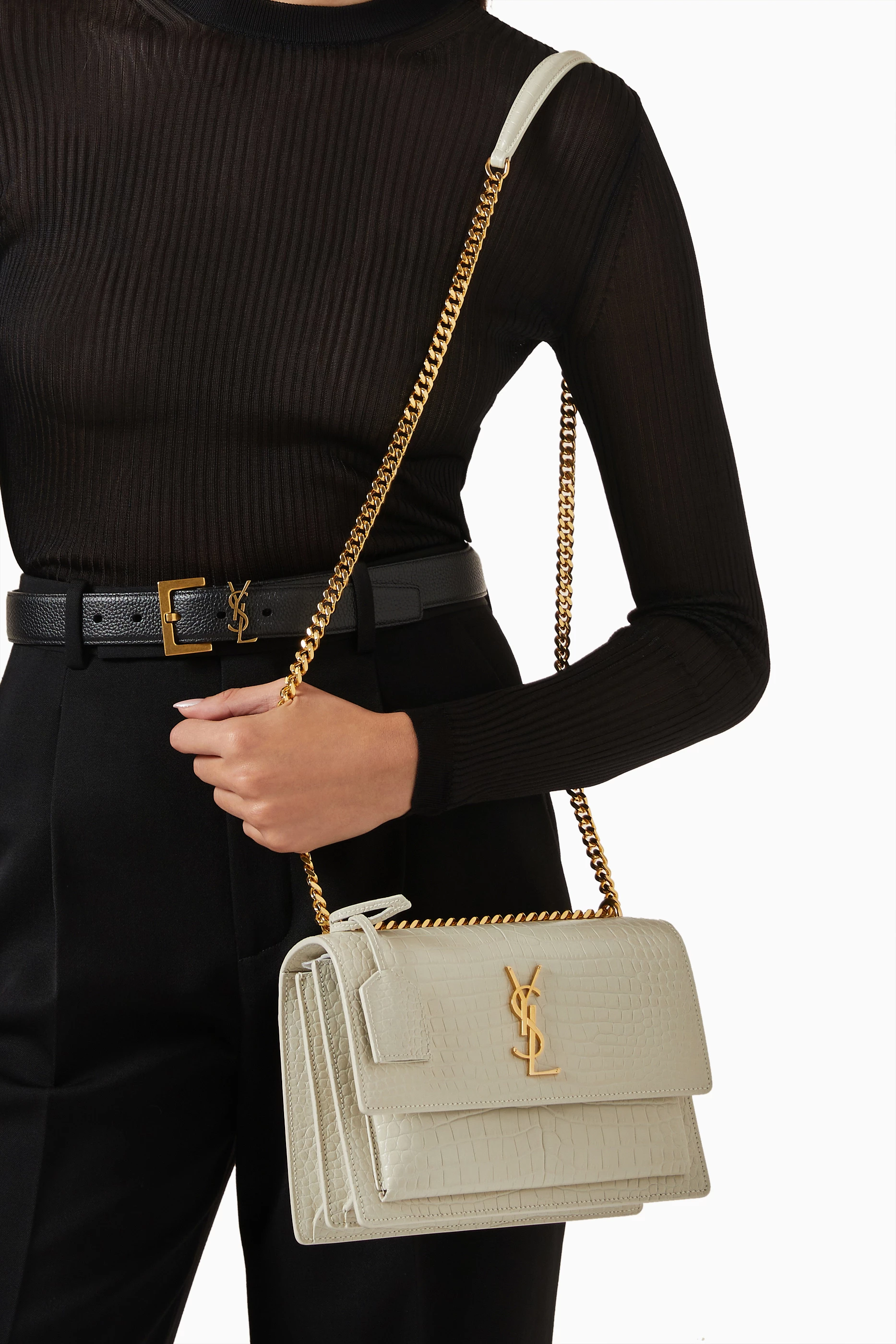 White croc online ysl bag
