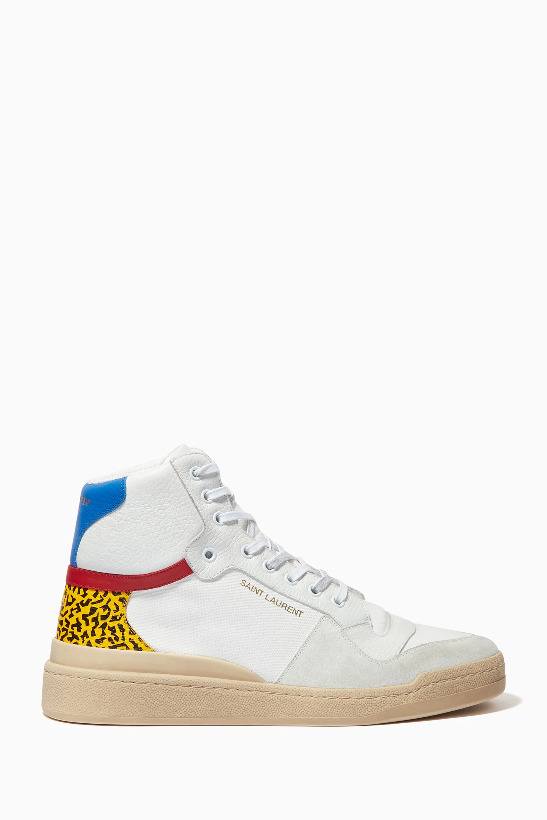 Buy SAINT LAURENT Multicolour SL24 Mid Top Sneakers In Canvas Leather Suede for Men in UAE Ounass