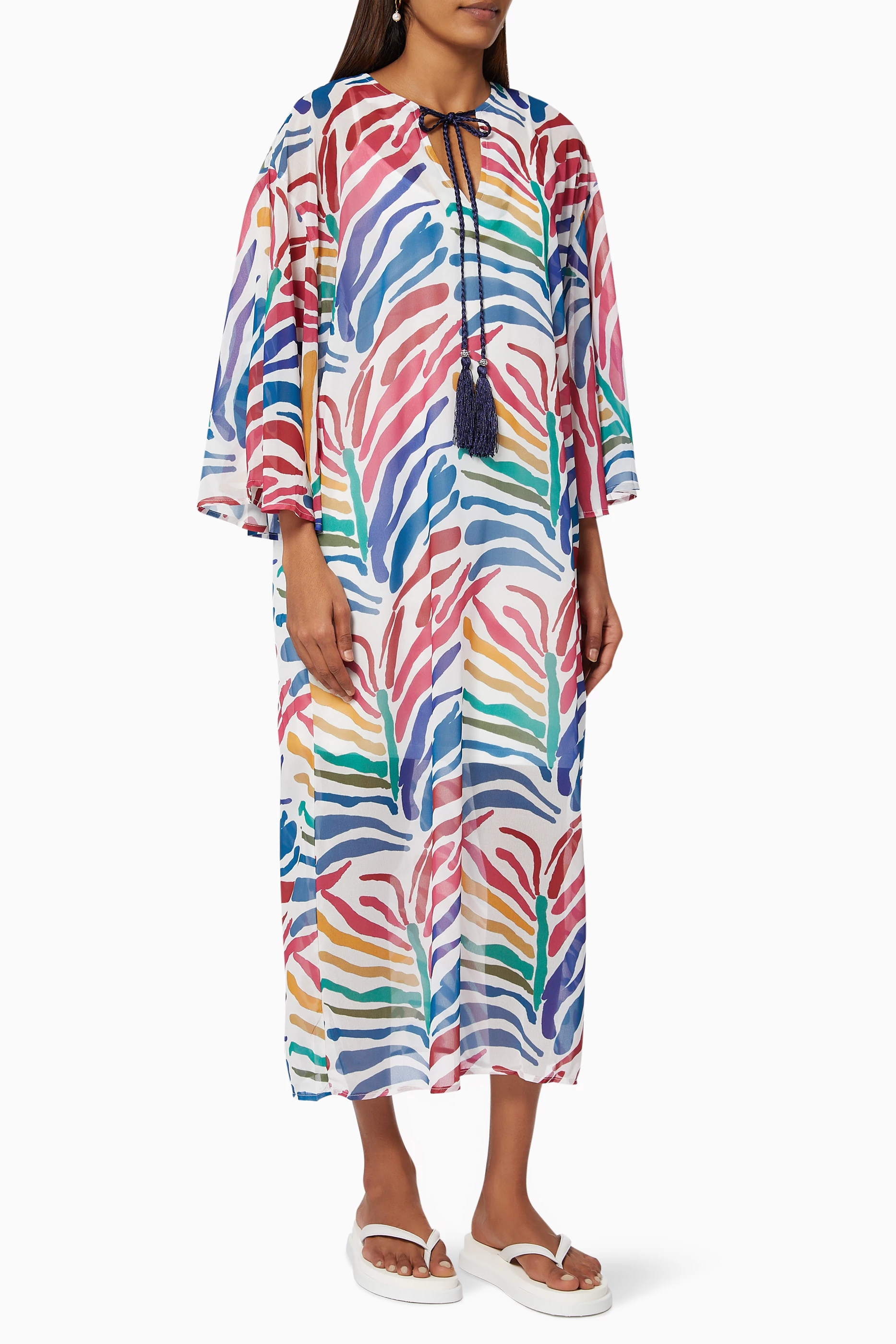 Buy Never Fully Dressed Multicolour Peta Kaftan in Chiffon for WOMEN in UAE  | Ounass