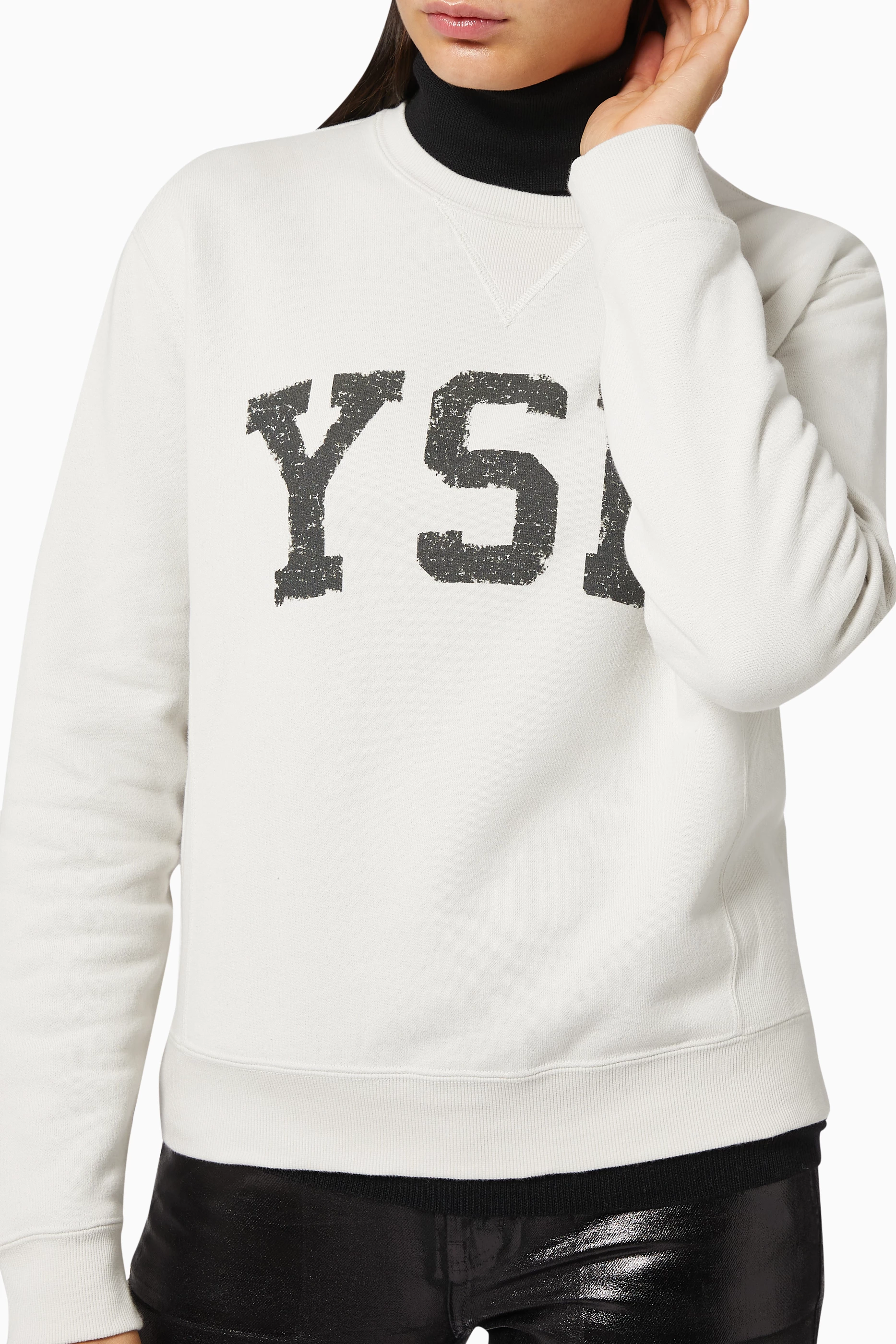 Buy SAINT LAURENT White YSL Vintage Sweatshirt in Cotton for Women in UAE Ounass