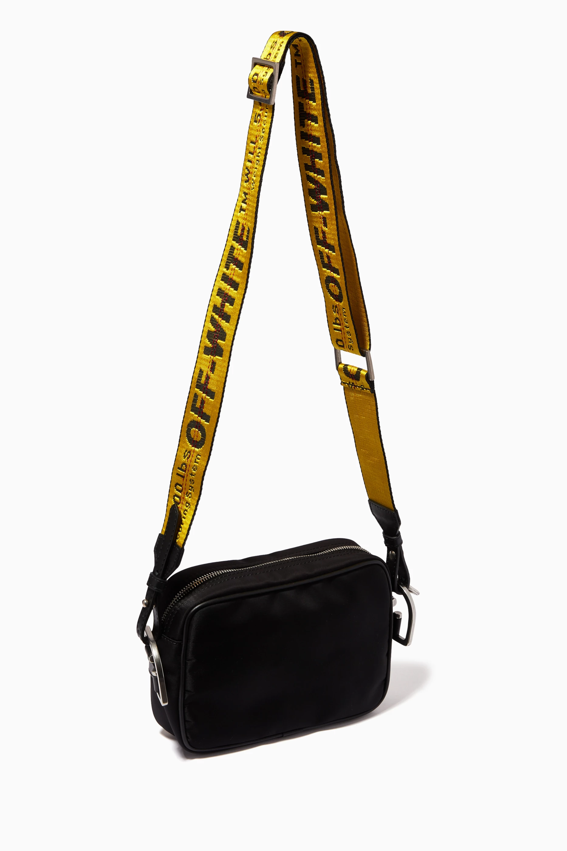 Buy Off White Black Industrial Logo Crossbody Bag in Nylon for Men