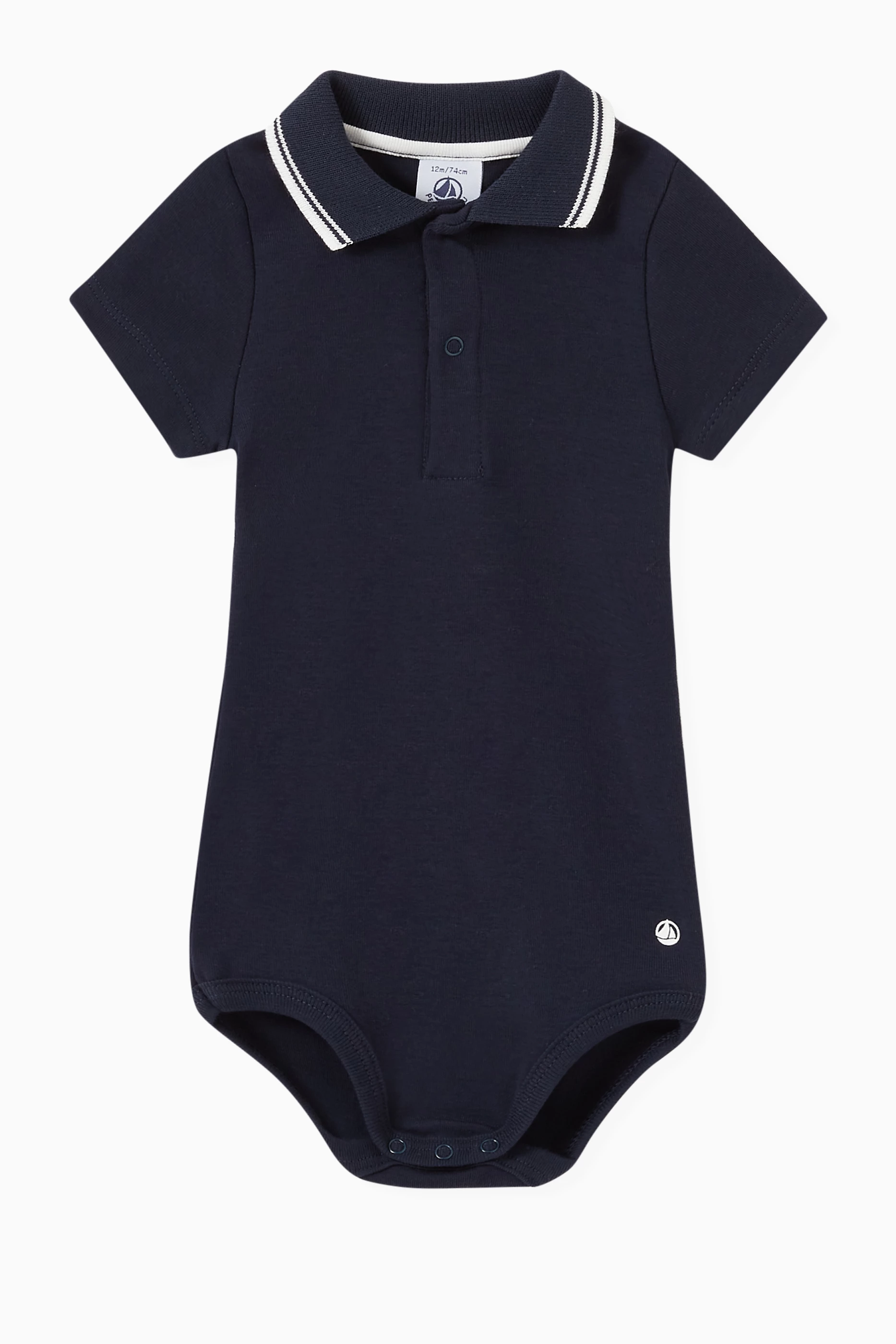 Buy Blue Polo Shirt Bodysuit in Cotton for Baby Boys in UAE Ounass