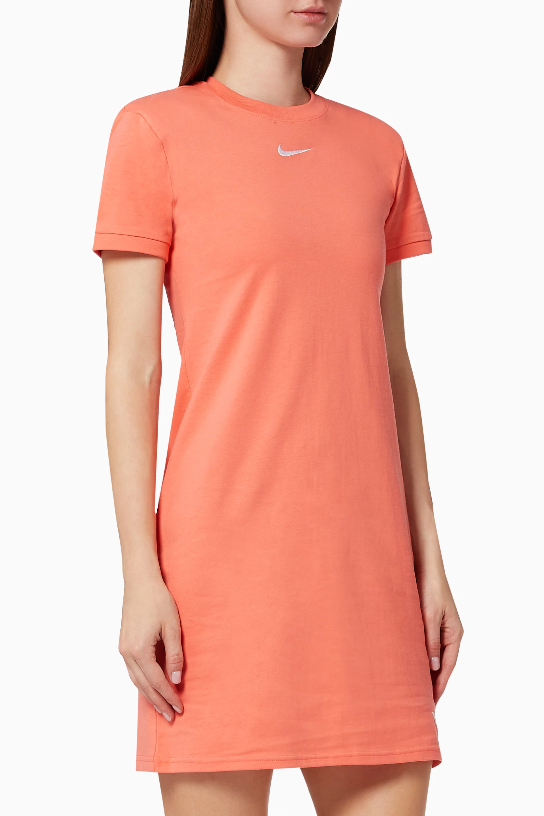 Pink nike t shirt dress sales