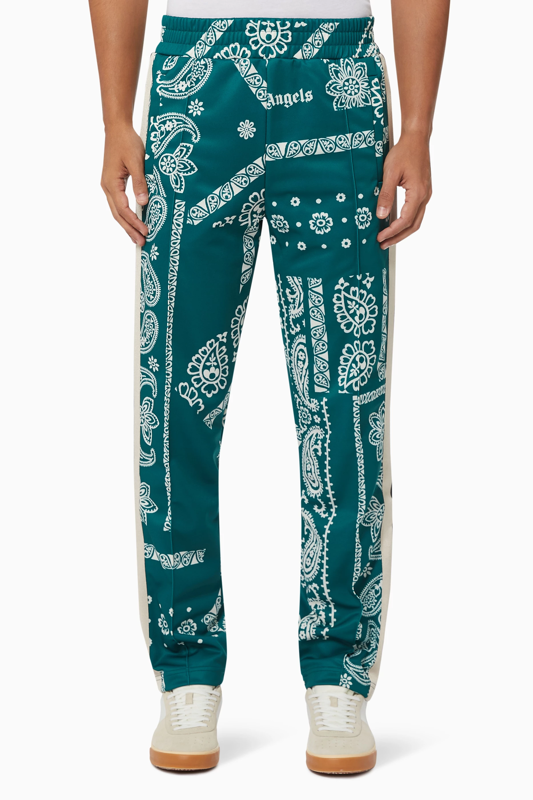 Buy Palm Angels Green Bandana Track Pants in Technical Fabric for Men in UAE Ounass