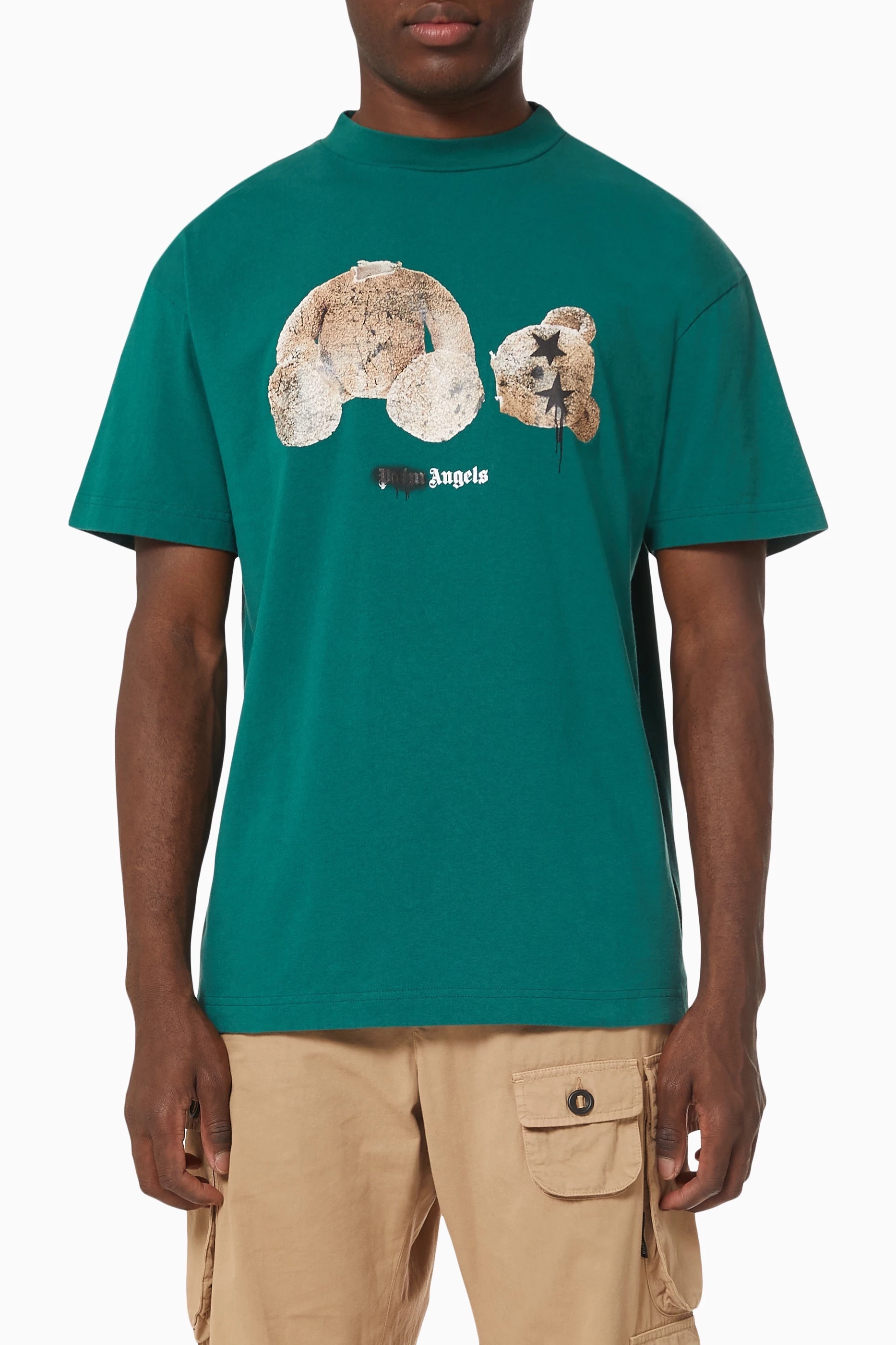 PALM ANGELS BEAR T-SHIRT in green - Palm Angels® Official