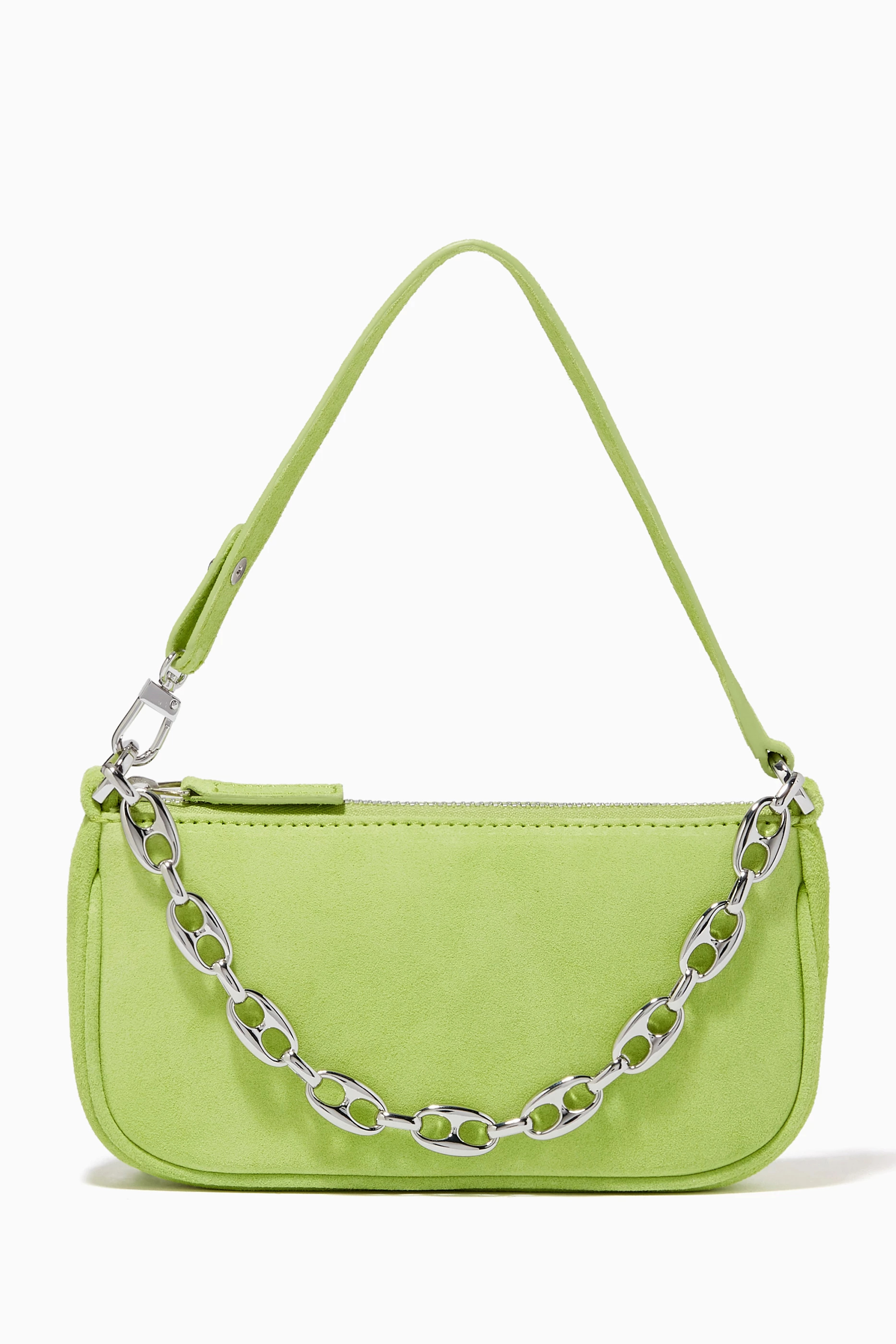 Buy BY FAR Green Mini Rachel Bag in Suede Leather for Women in UAE