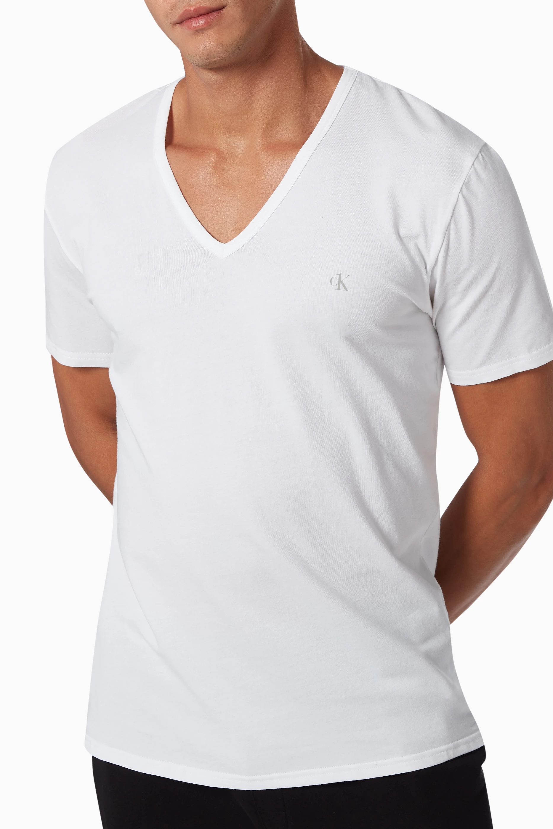 Calvin klein deep v neck top t shirt mens