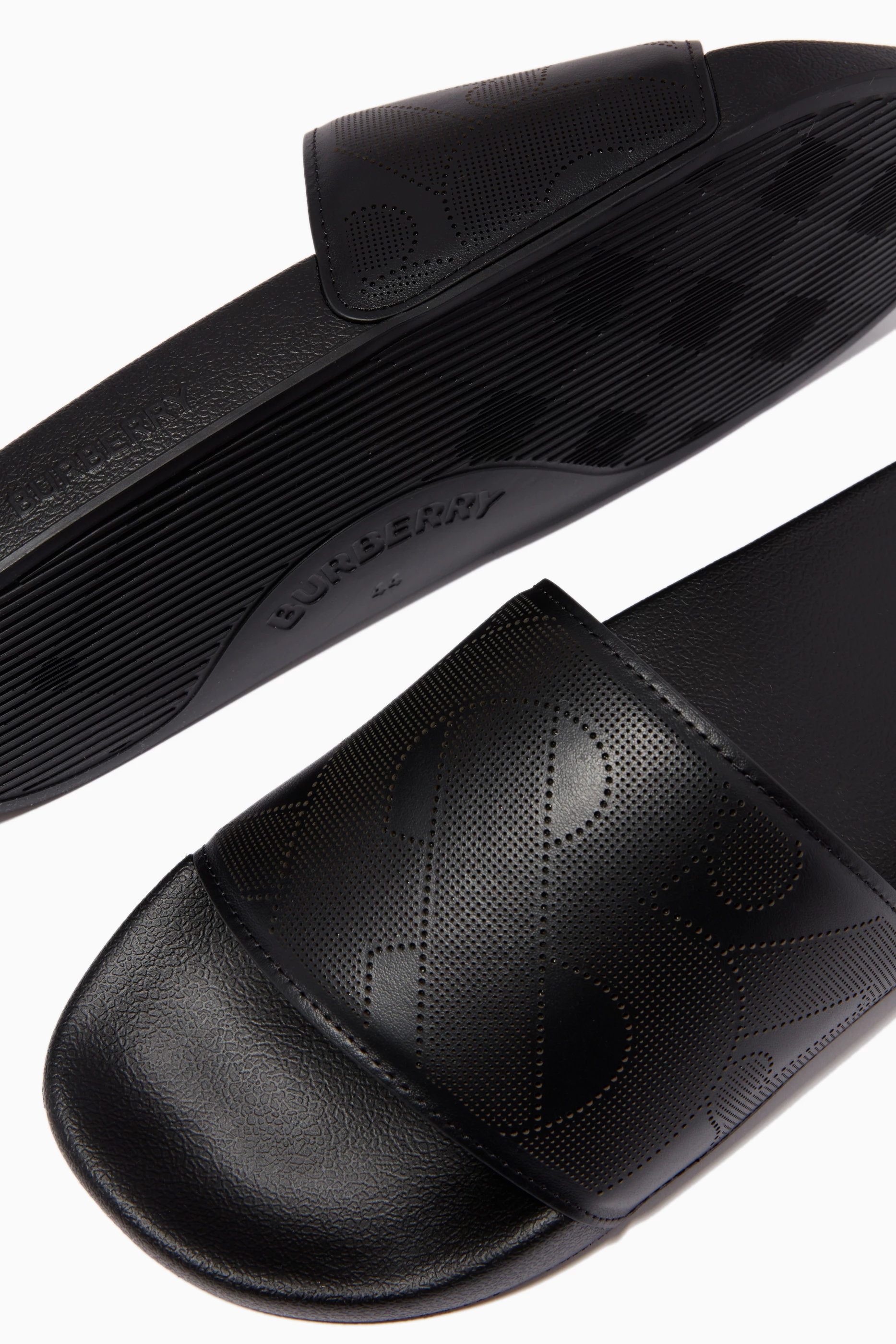 Black burberry slides on sale