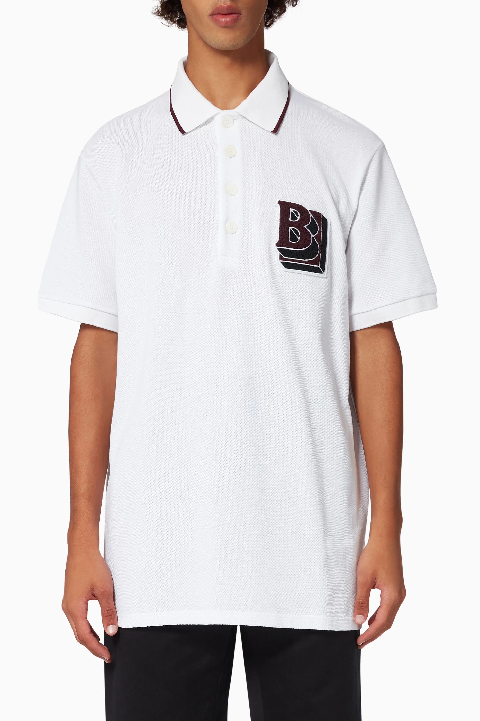 Buy Burberry White Letter Graphic Oversized Polo Shirt in Cotton Piqu for Men in UAE Ounass