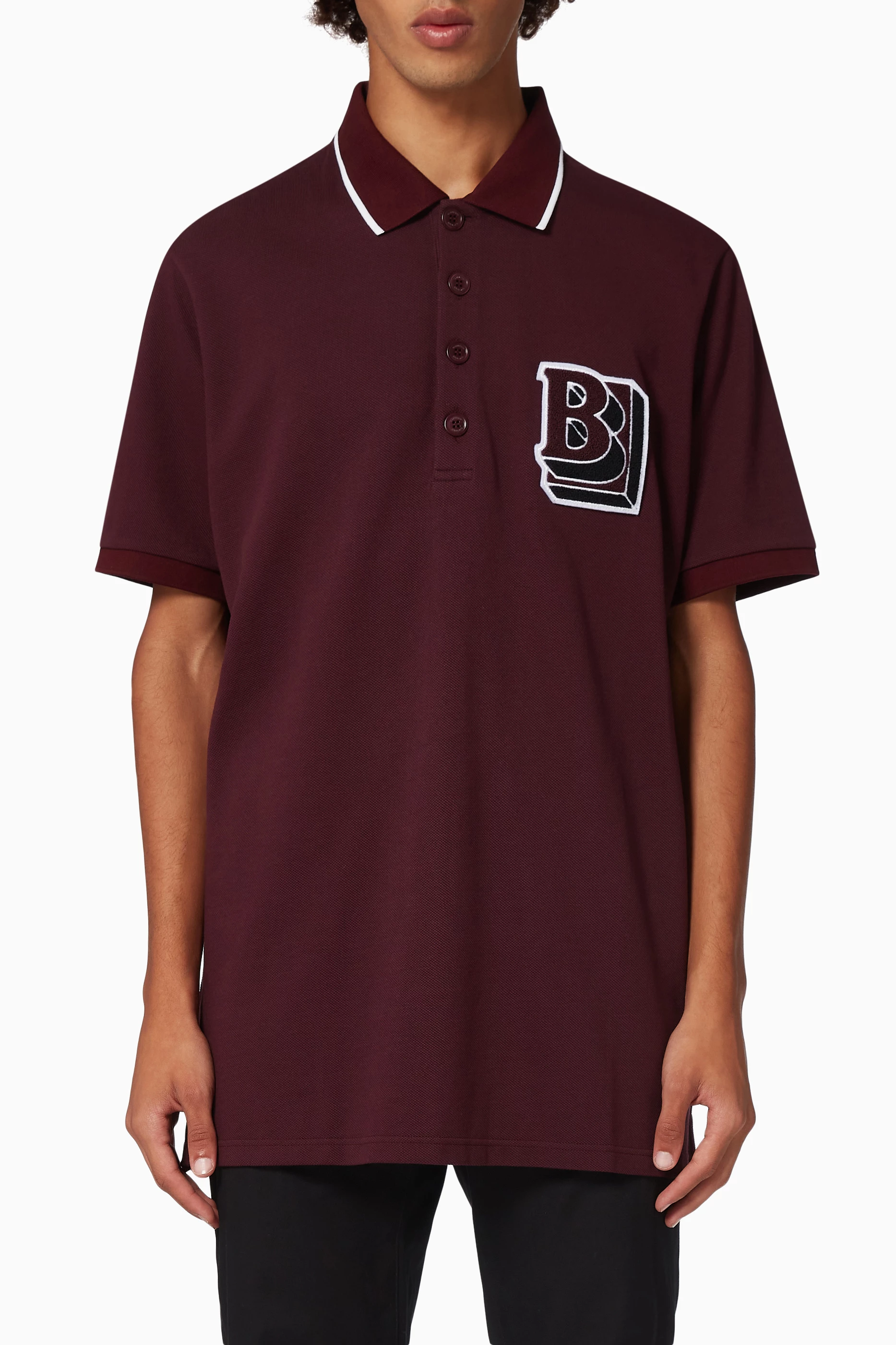 Burgundy burberry 2025 polo shirt