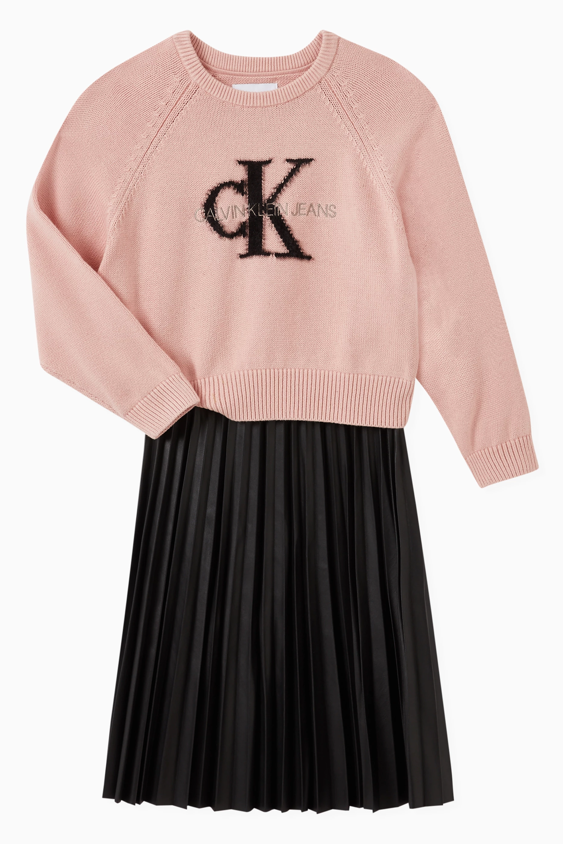 Buy Calvin Klein Pink Monogram Sweater in Knit for Girls in UAE Ounass