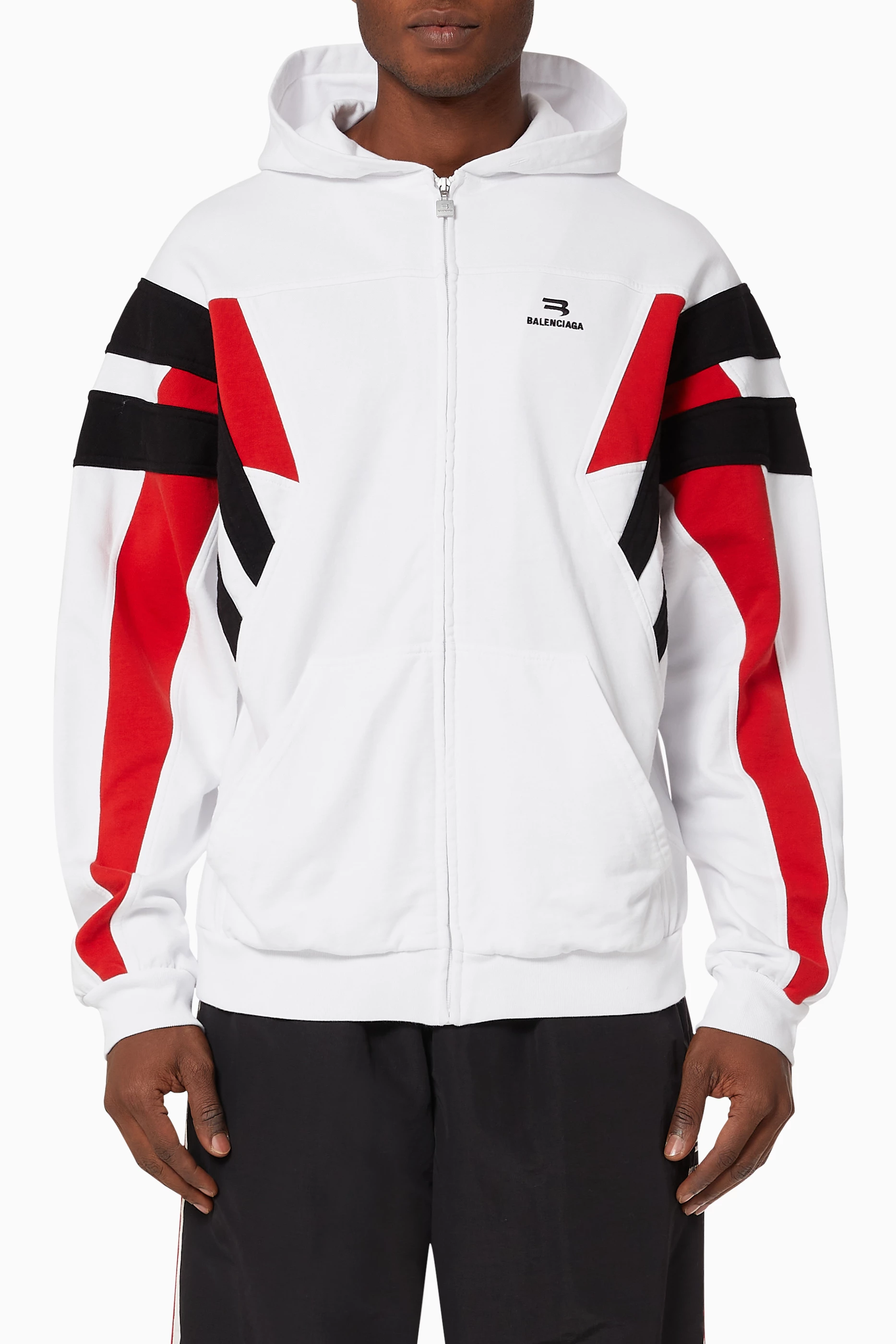 Buy Balenciaga White Sporty B Tracksuit Jacket in Cotton Fleece for Men in UAE Ounass