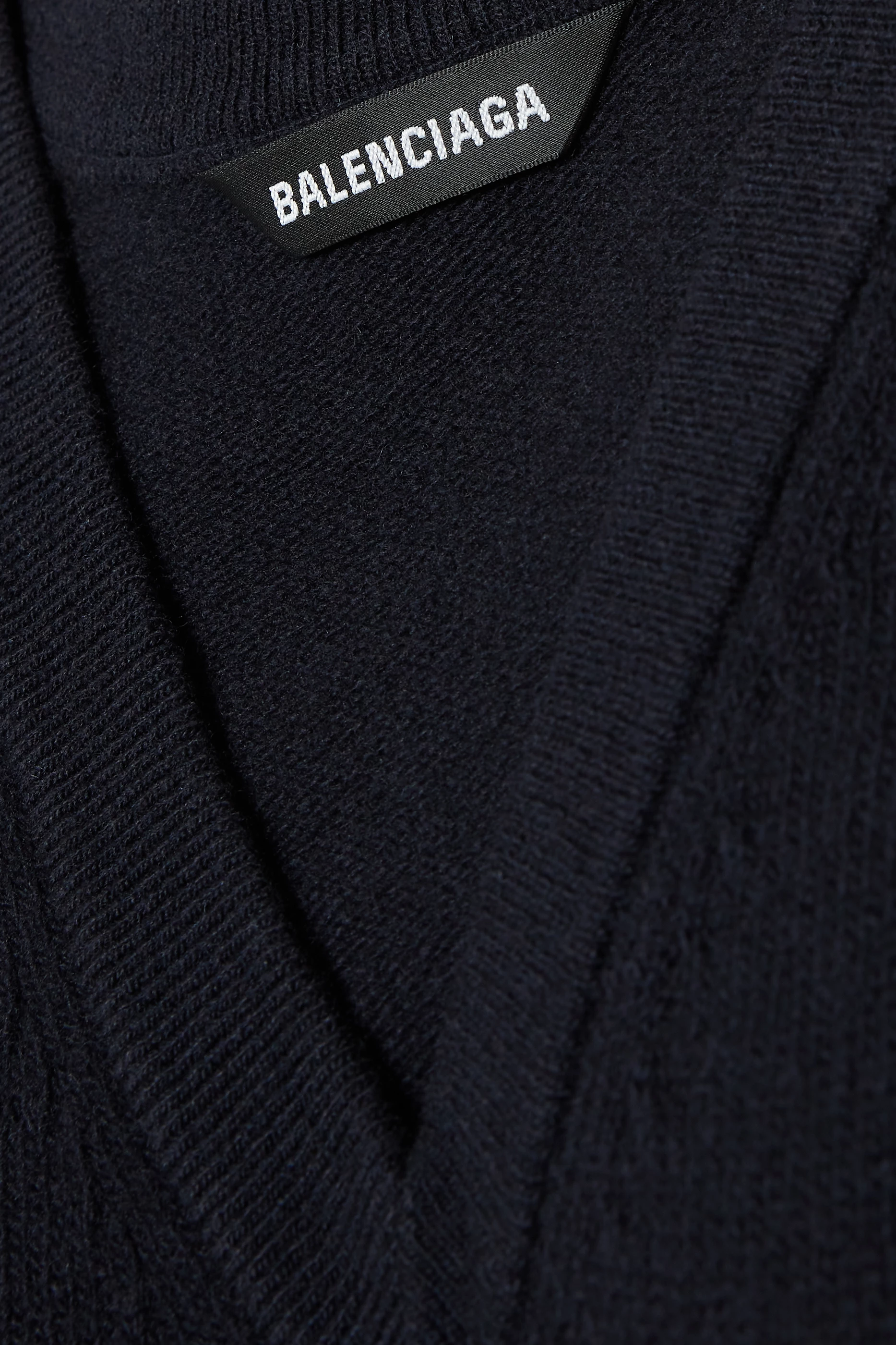 Buy Balenciaga Blue Sweater with Trompe L oeil Print in Wool