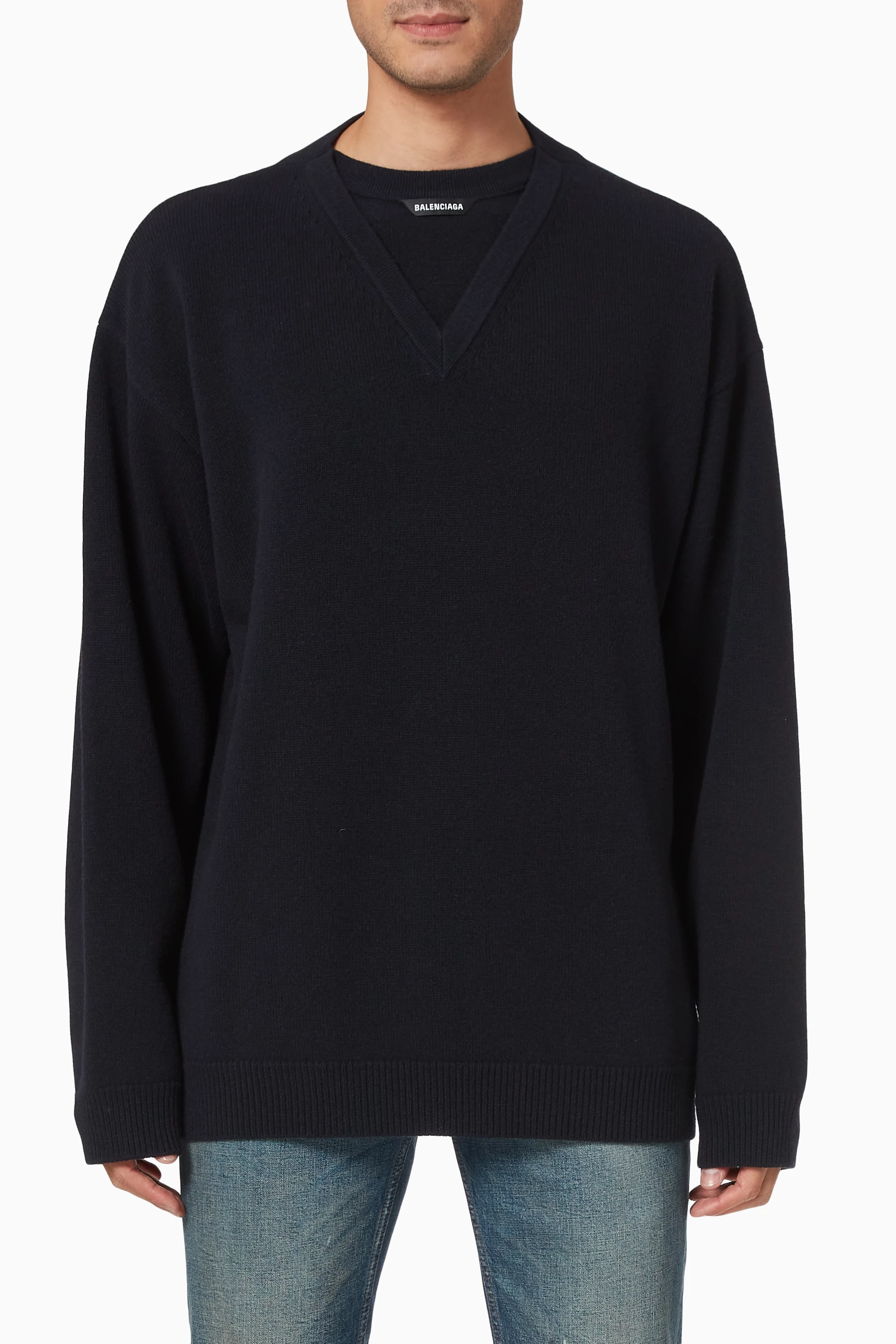 Balenciaga sweater clearance mens navy