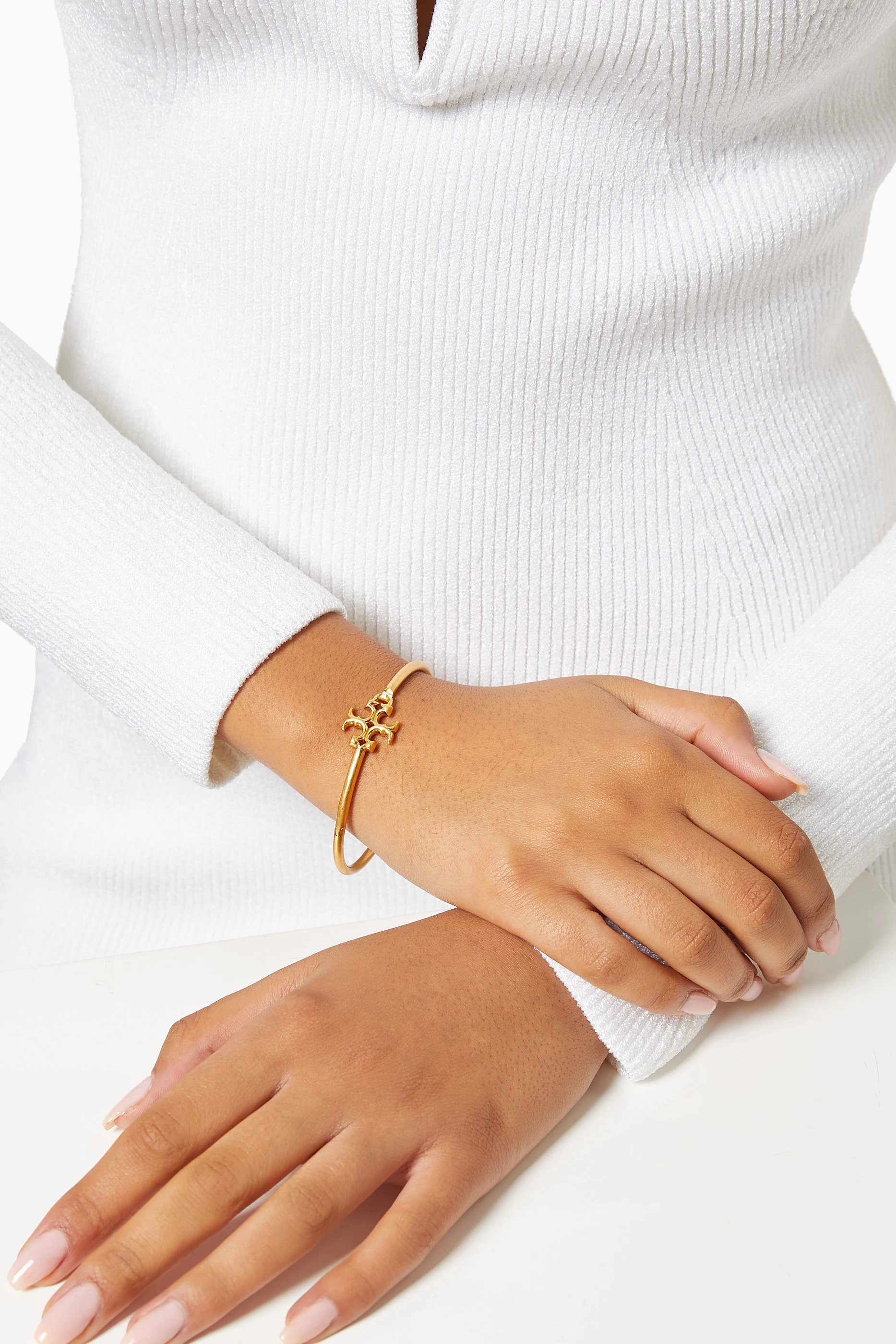 Buy Tory Burch Gold Kira Hinged Cuff Bracelet for Women in UAE