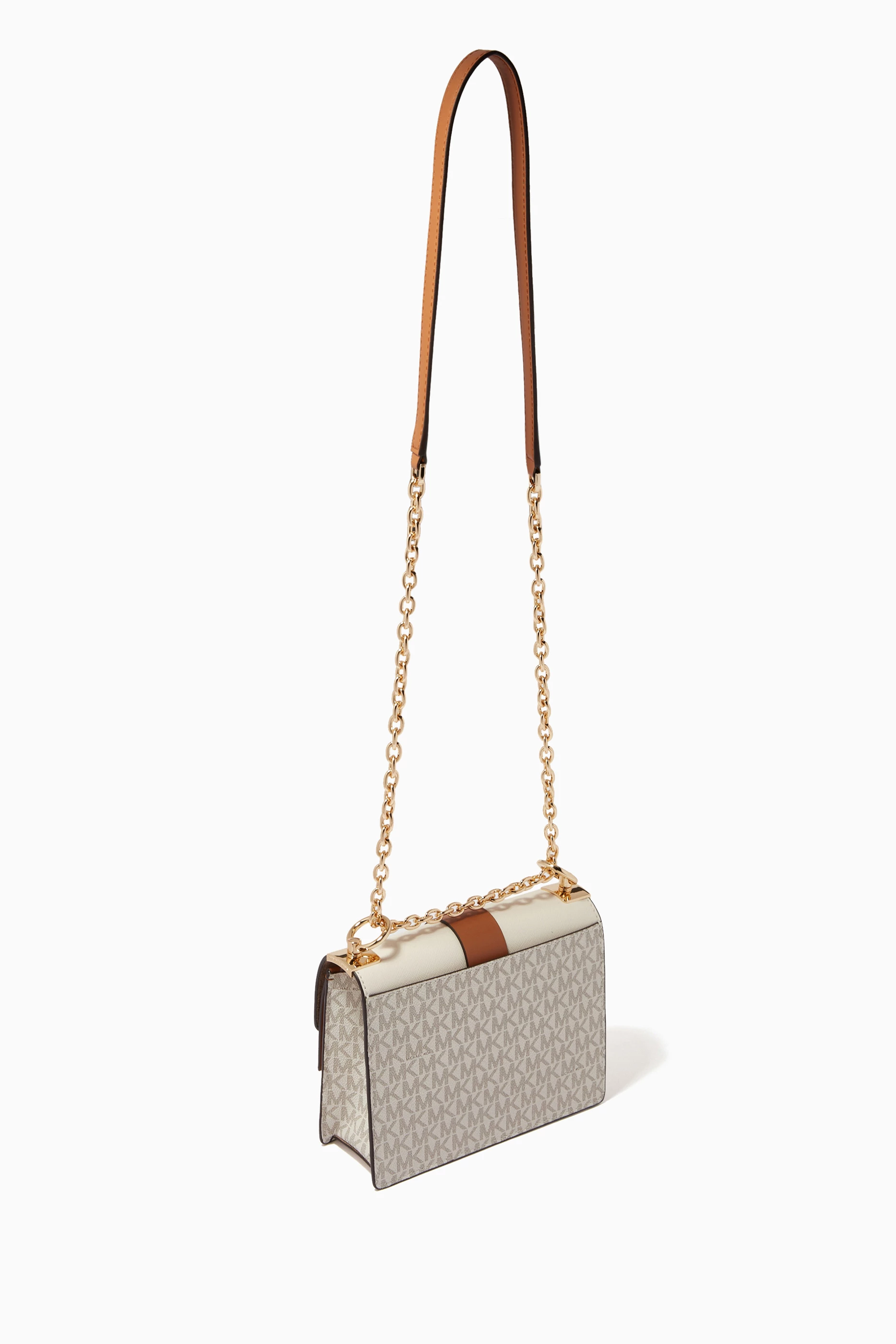 Michael Kors Women Greenwich Small Color-Block Logo And Saffiano Leather  Crossbody Bag, Vanilla/Cream price in UAE,  UAE