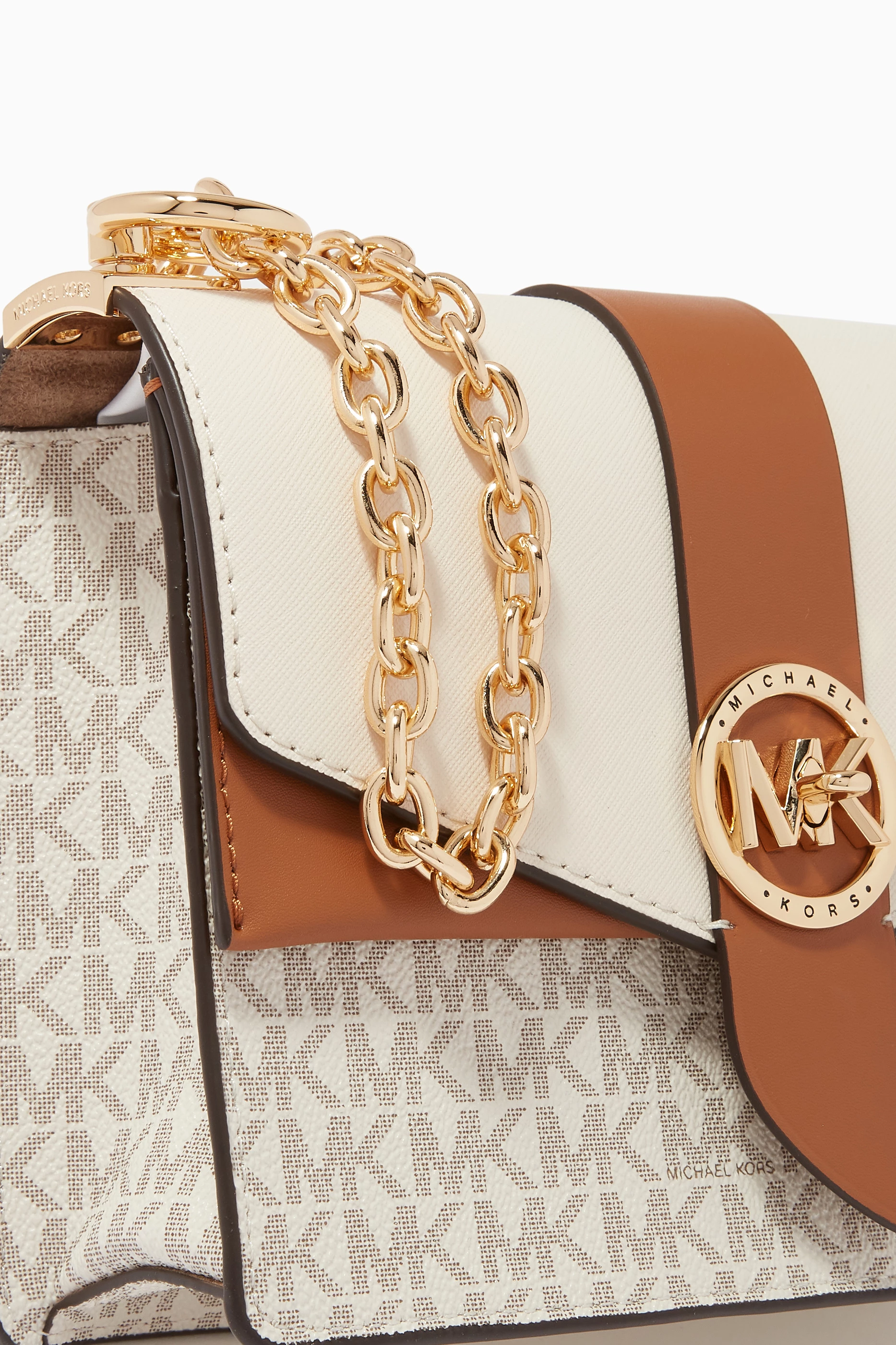 Michael Kors Women Greenwich Small Color-Block Logo And Saffiano Leather  Crossbody Bag, Vanilla/Cream price in UAE,  UAE