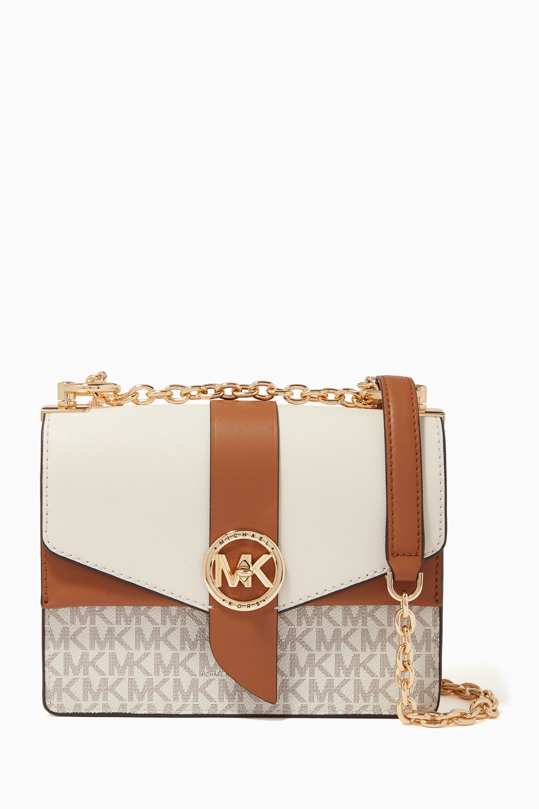 Buy Michael Kors White Small Greenwich Crossbody Bag in Color-block Logo  Canvas & Leather for WOMEN in UAE