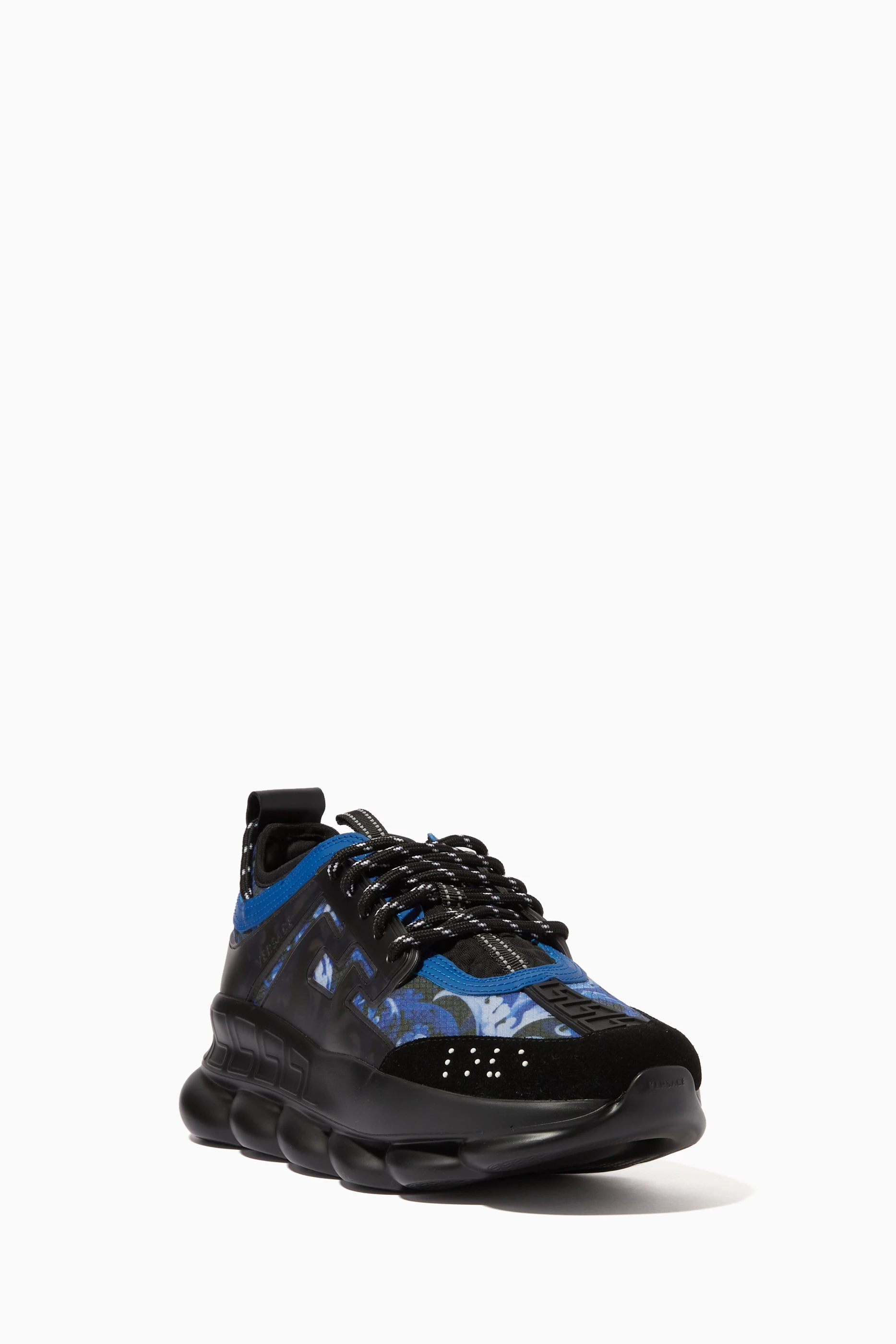 Buy Versace Black Chain Reaction Sneakers in Nylon Mesh Calf