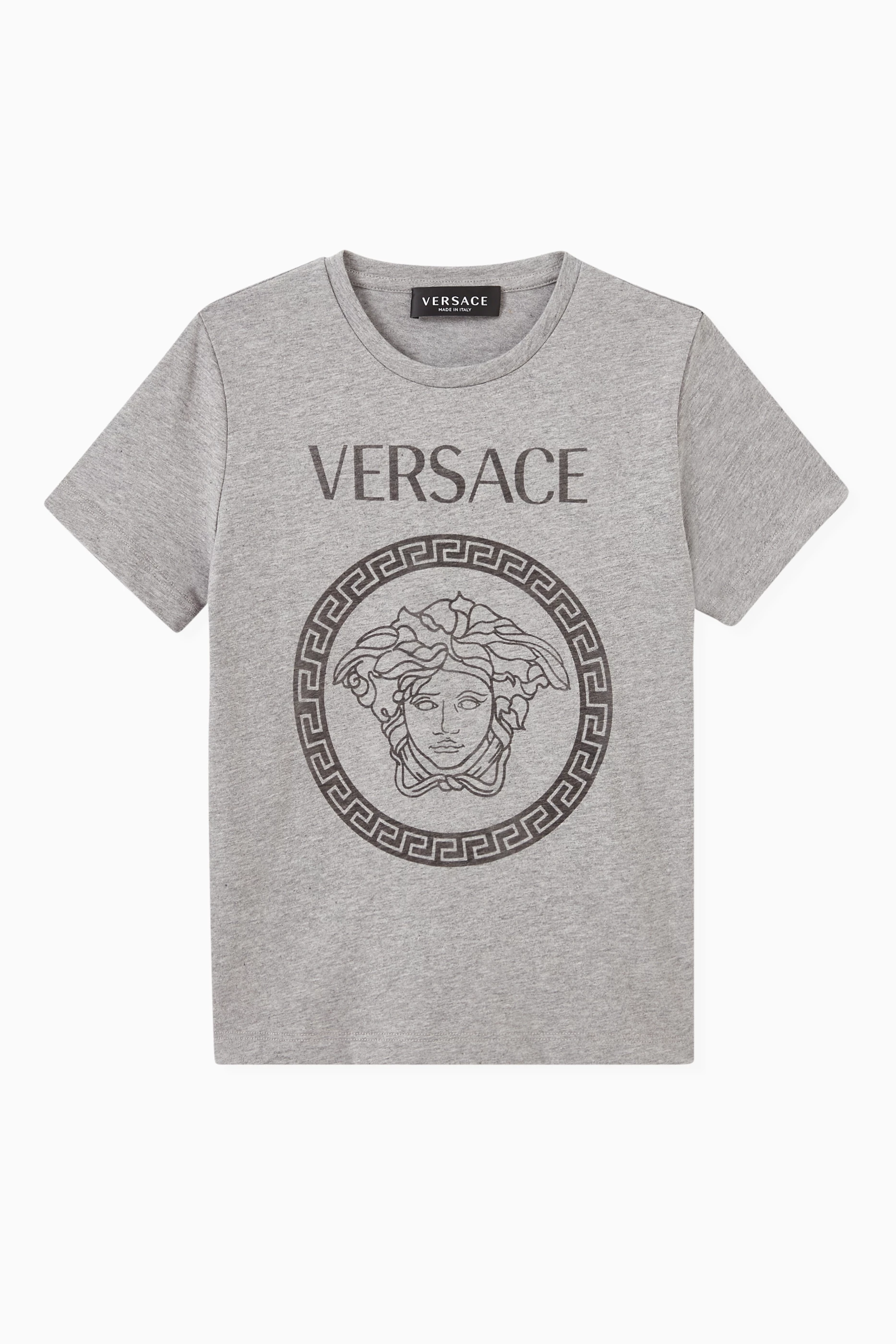Buy Versace Grey Medusa Logo T shirt in Cotton Jersey for Boys in UAE Ounass