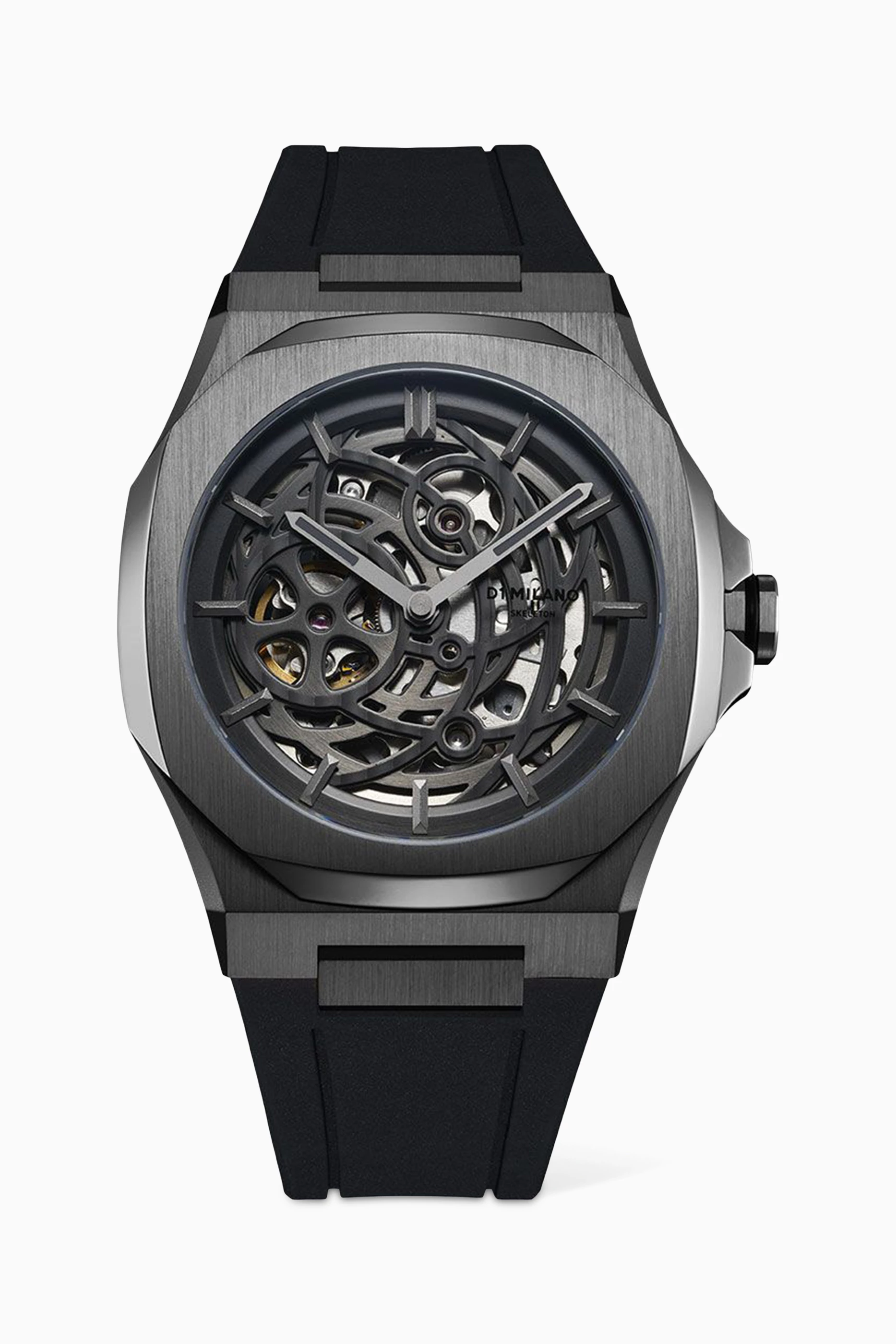 Buy D1 Milano Black Skeleton Rubber Watch 41.5mm for Men in UAE