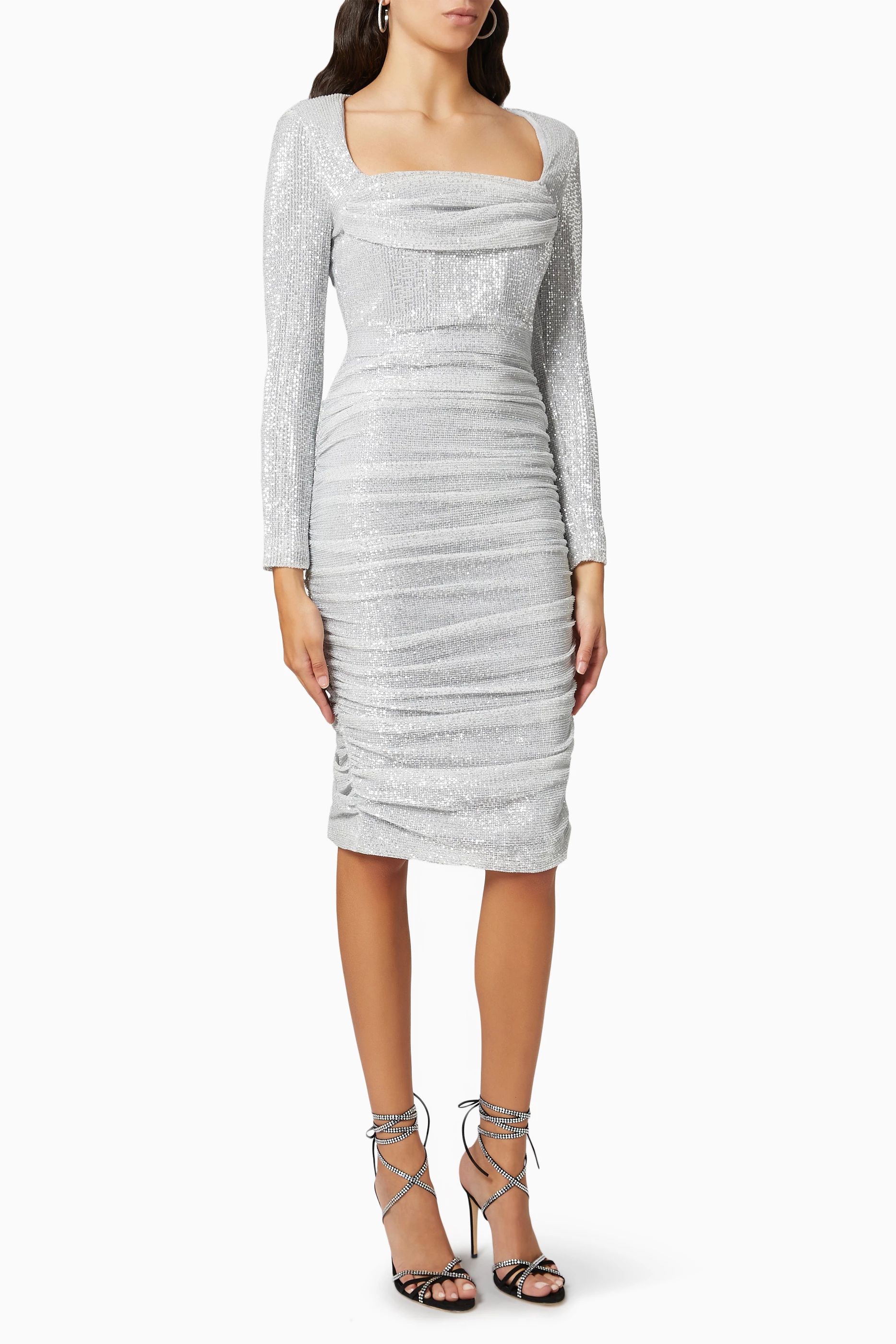 Silver long clearance sleeve dress