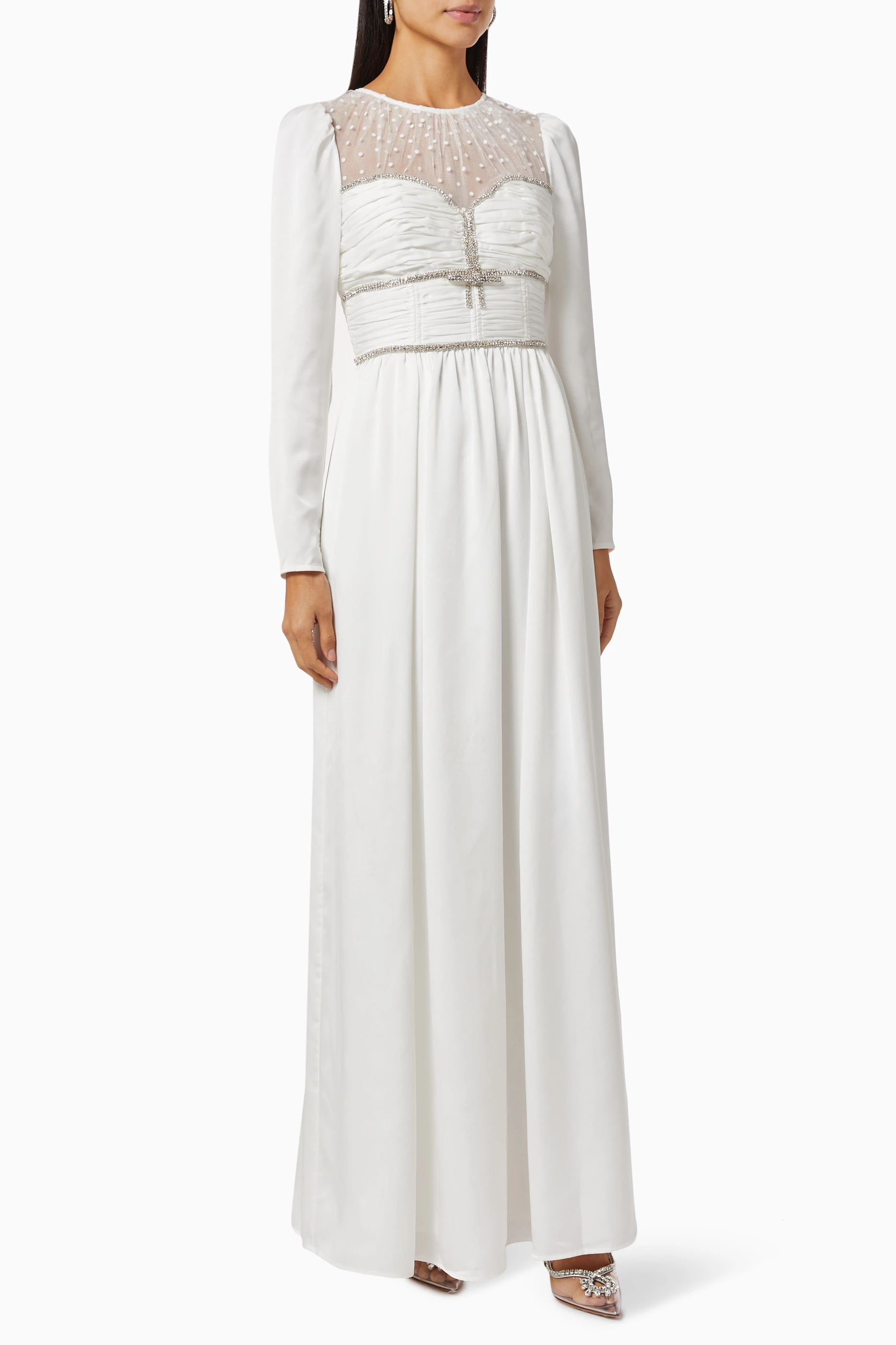 Self portrait outlet white maxi dress