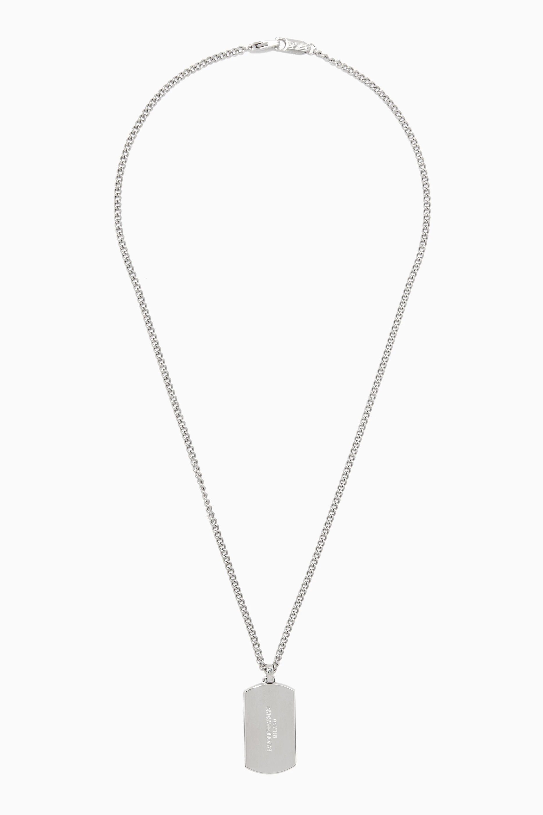 Buy Emporio Armani Silver EA Essential Dog Tag Necklace for Men in