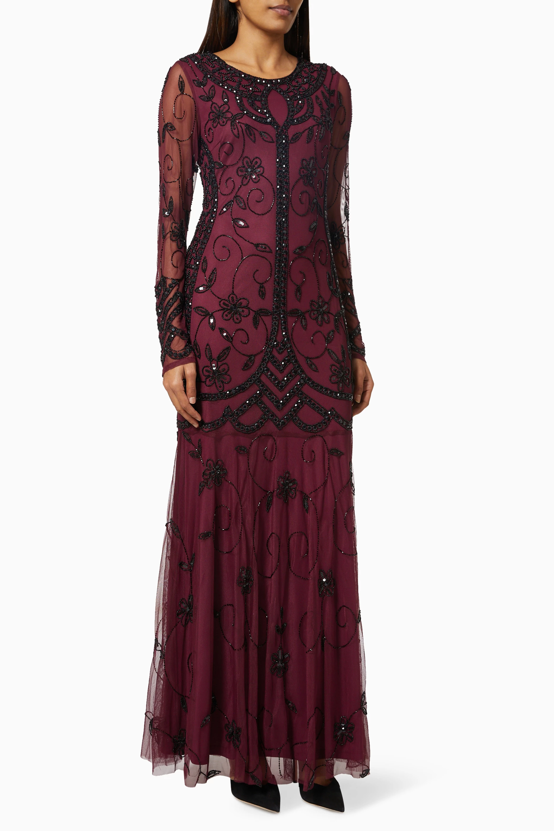 Buy Amelia Rose Red Hinata Embellished Maxi Dress in Sequinned