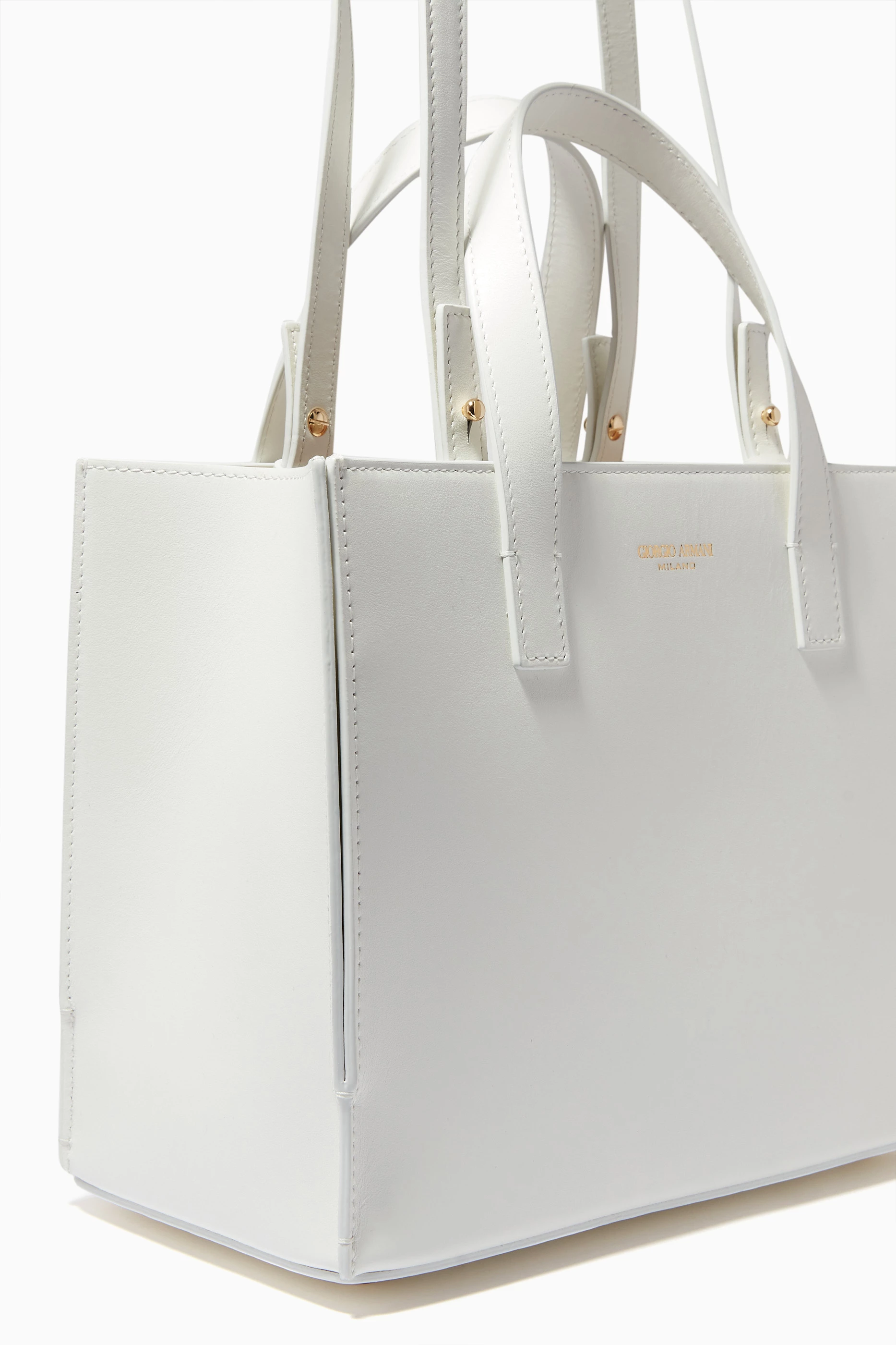 Buy Giorgio Armani White Le Jour Small Tote Bag in Nappa Leather