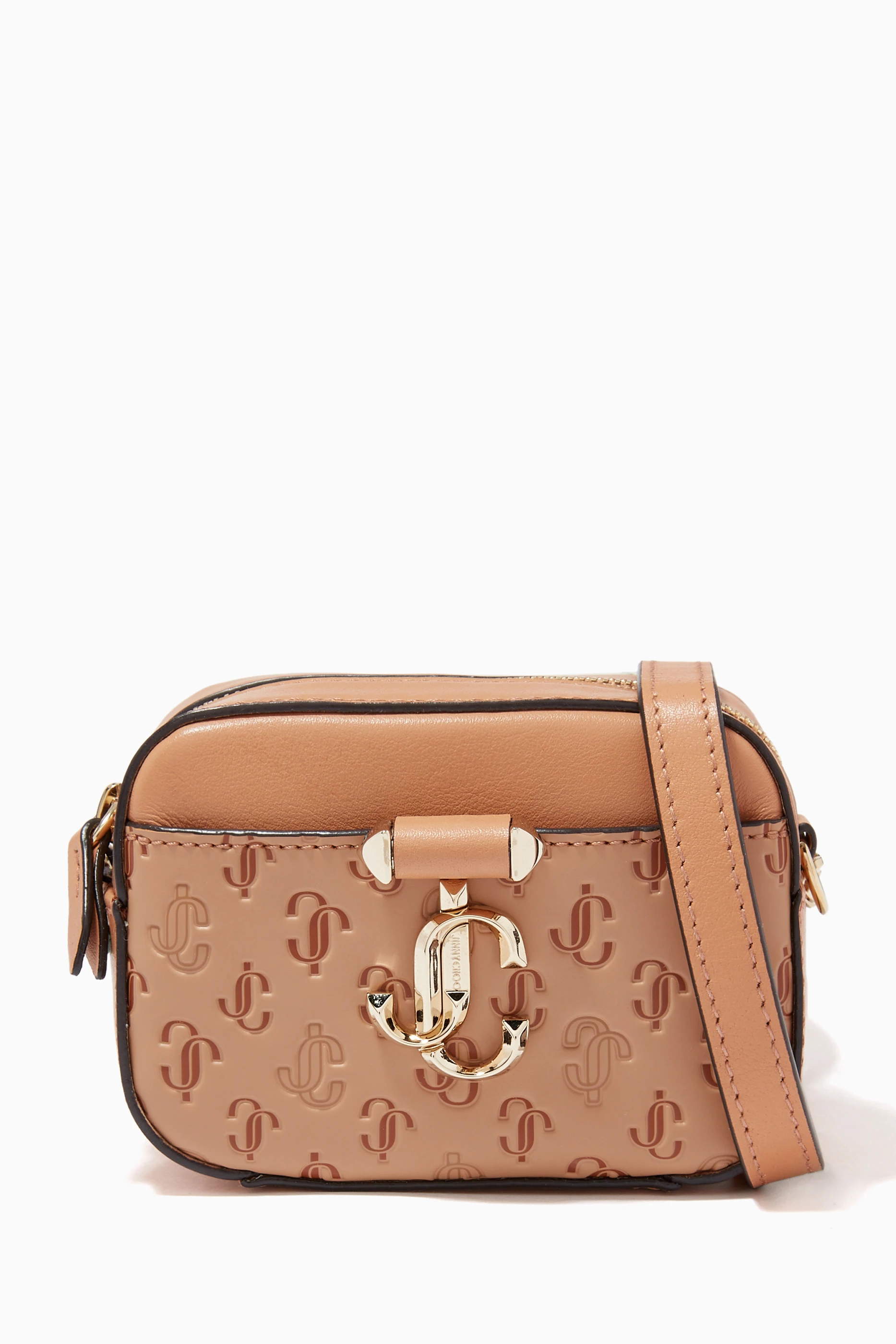 Buy Jimmy Choo Brown Micro Hale Crossbody Bag in JC Leather for
