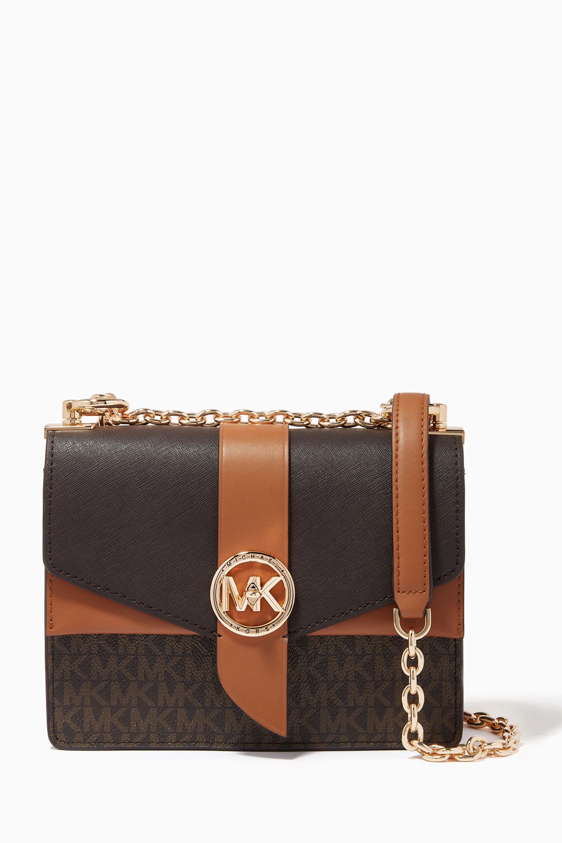 Michael Kors Women Greenwich Small Color-Block Logo And Saffiano Leather  Crossbody Bag, Vanilla/Cream price in UAE,  UAE