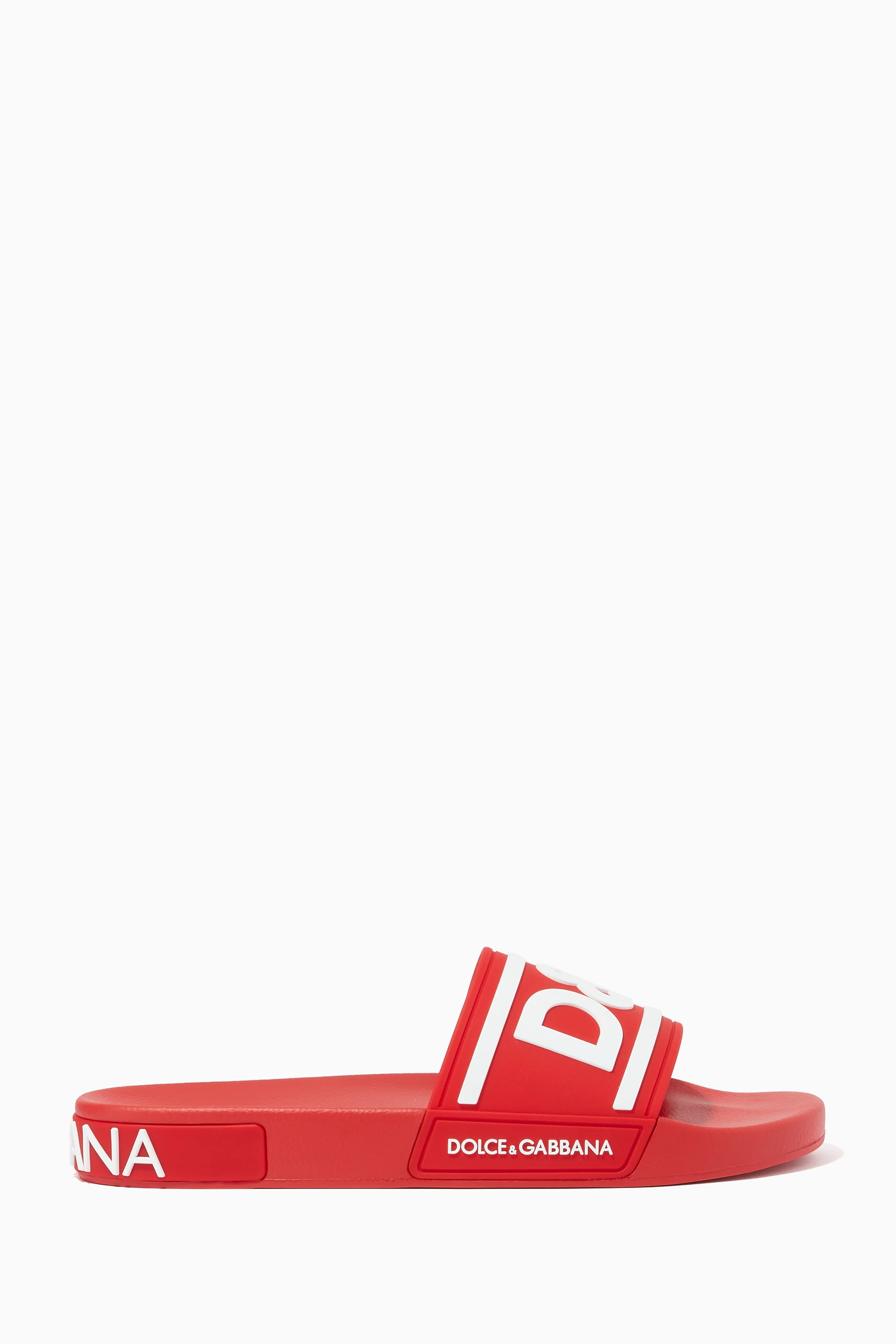 Buy Dolce Gabbana Red D G Slides in Rubber for Men in UAE Ounass
