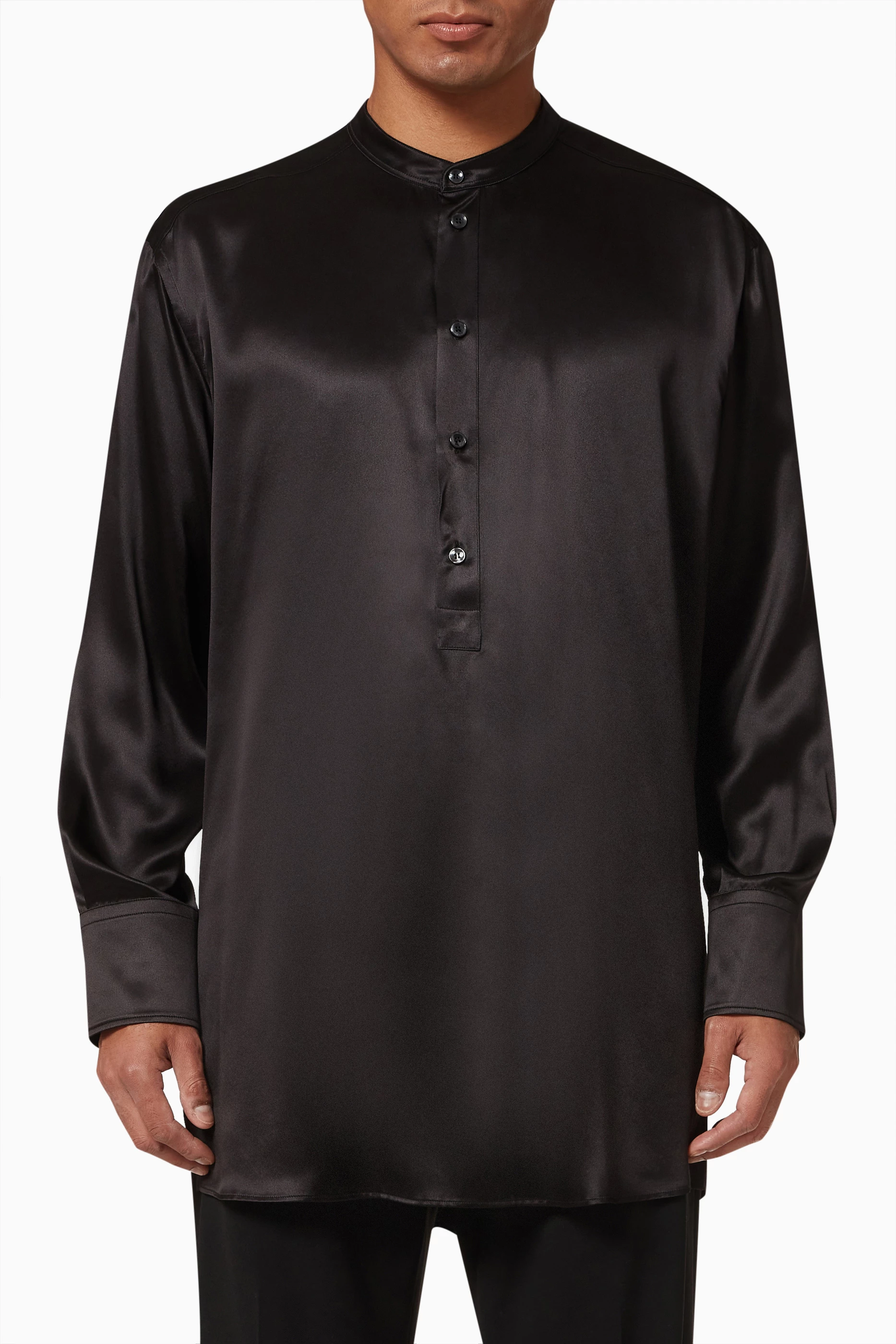 Buy Dolce Gabbana Black Loose Fit Shirt in Silk for Men in UAE Ounass
