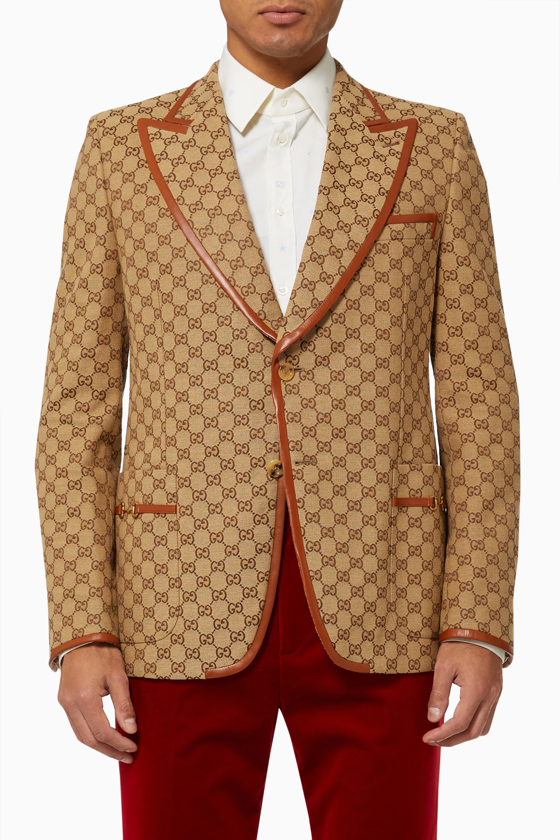 Buy Gucci Neutral Blazer in GG Canvas for Men in UAE Ounass