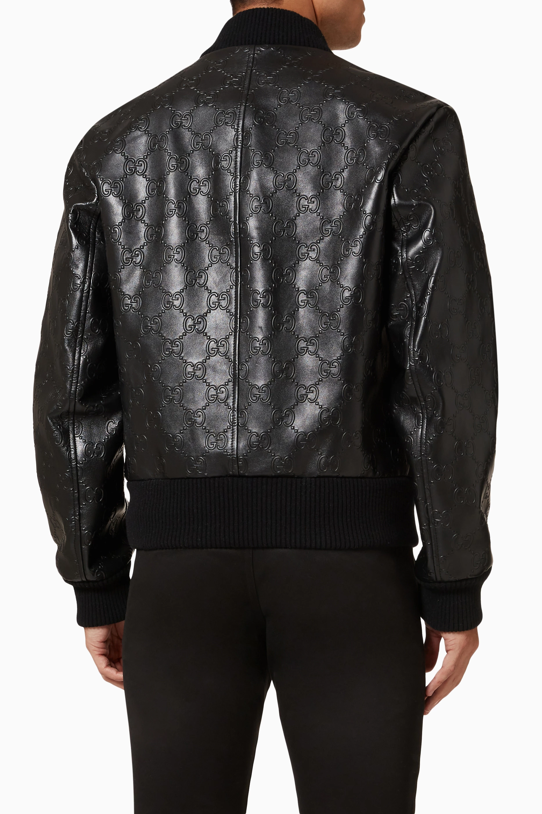 Buy Gucci Black Bomber Jacket in GG Leather for Men in UAE Ounass