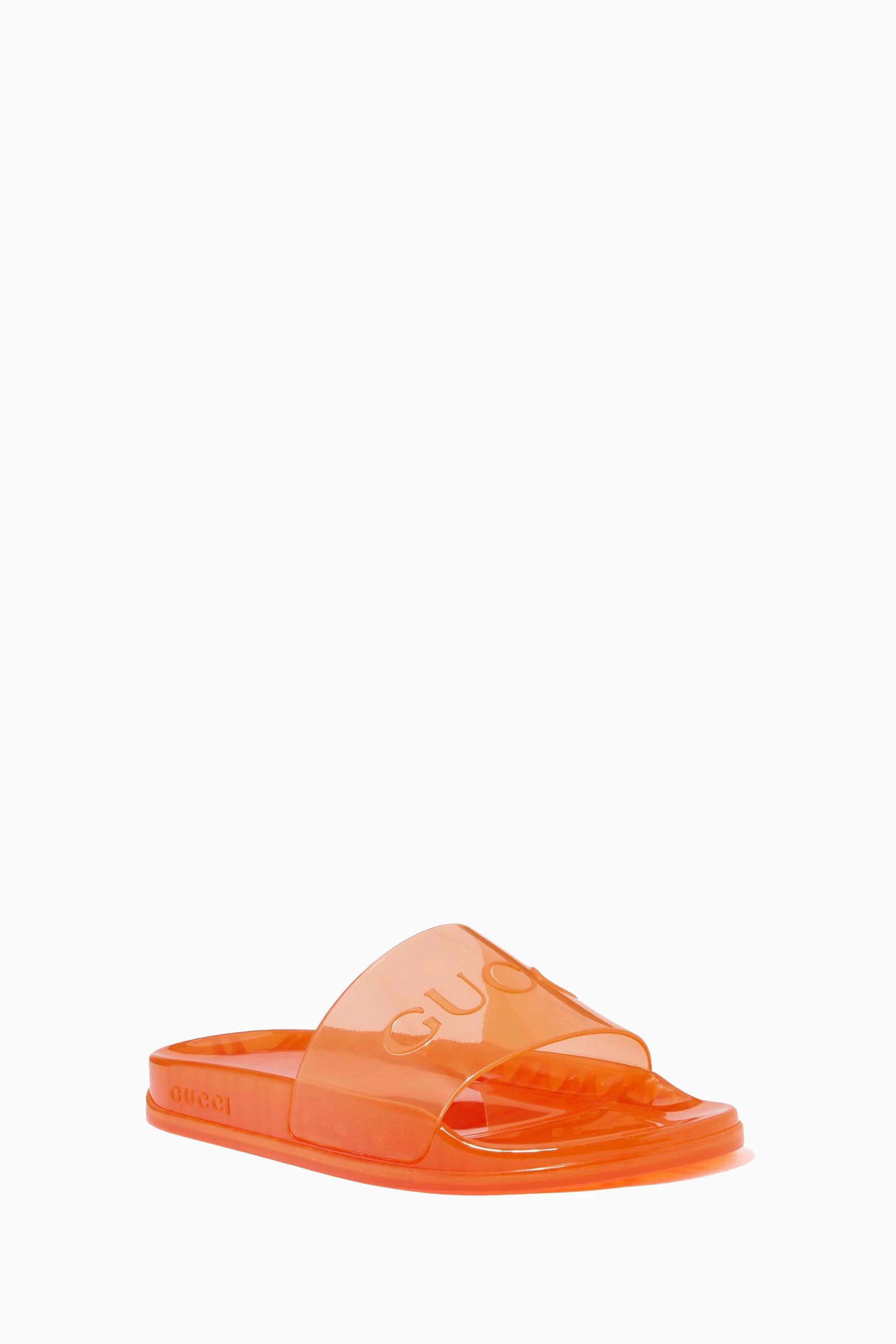 Gucci logo rubber slide sandal orange on sale