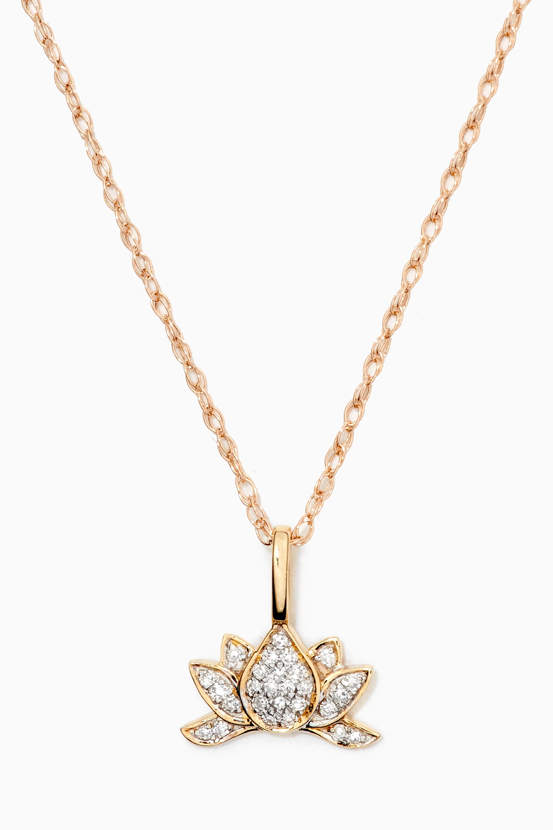 Diamond lotus top necklace