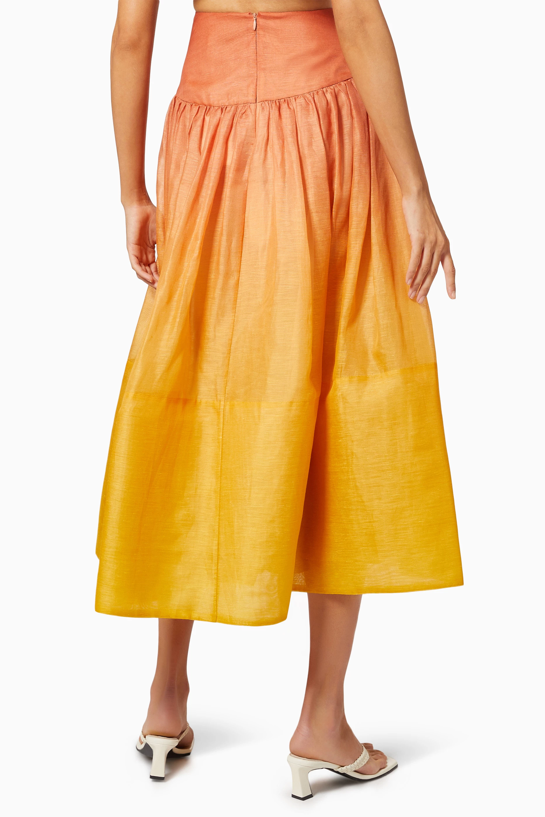 Orange skirt clearance long silk