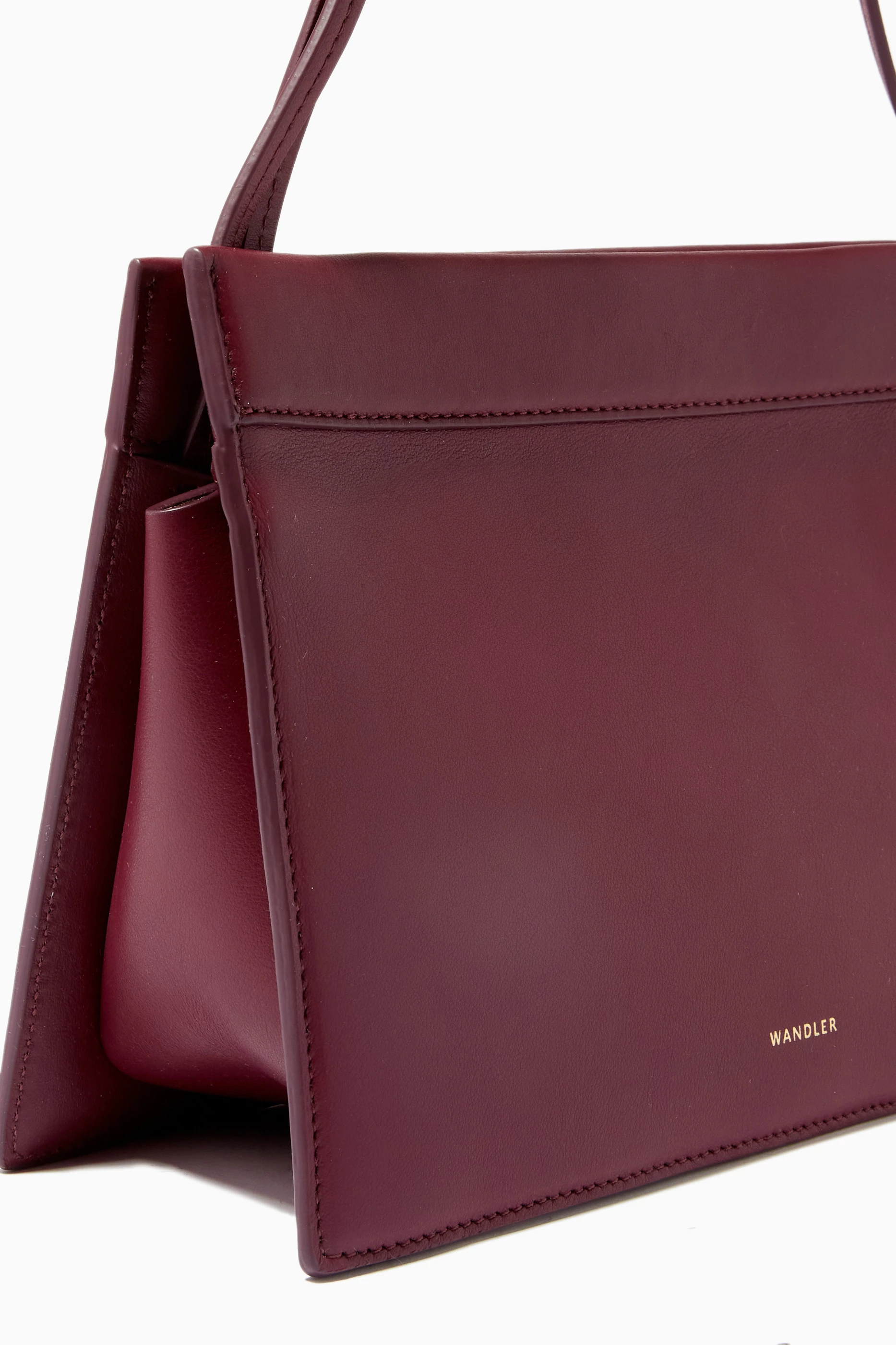 Buy Wandler Burgundy Hannah Shoulder Bag in Calf Leather for Women