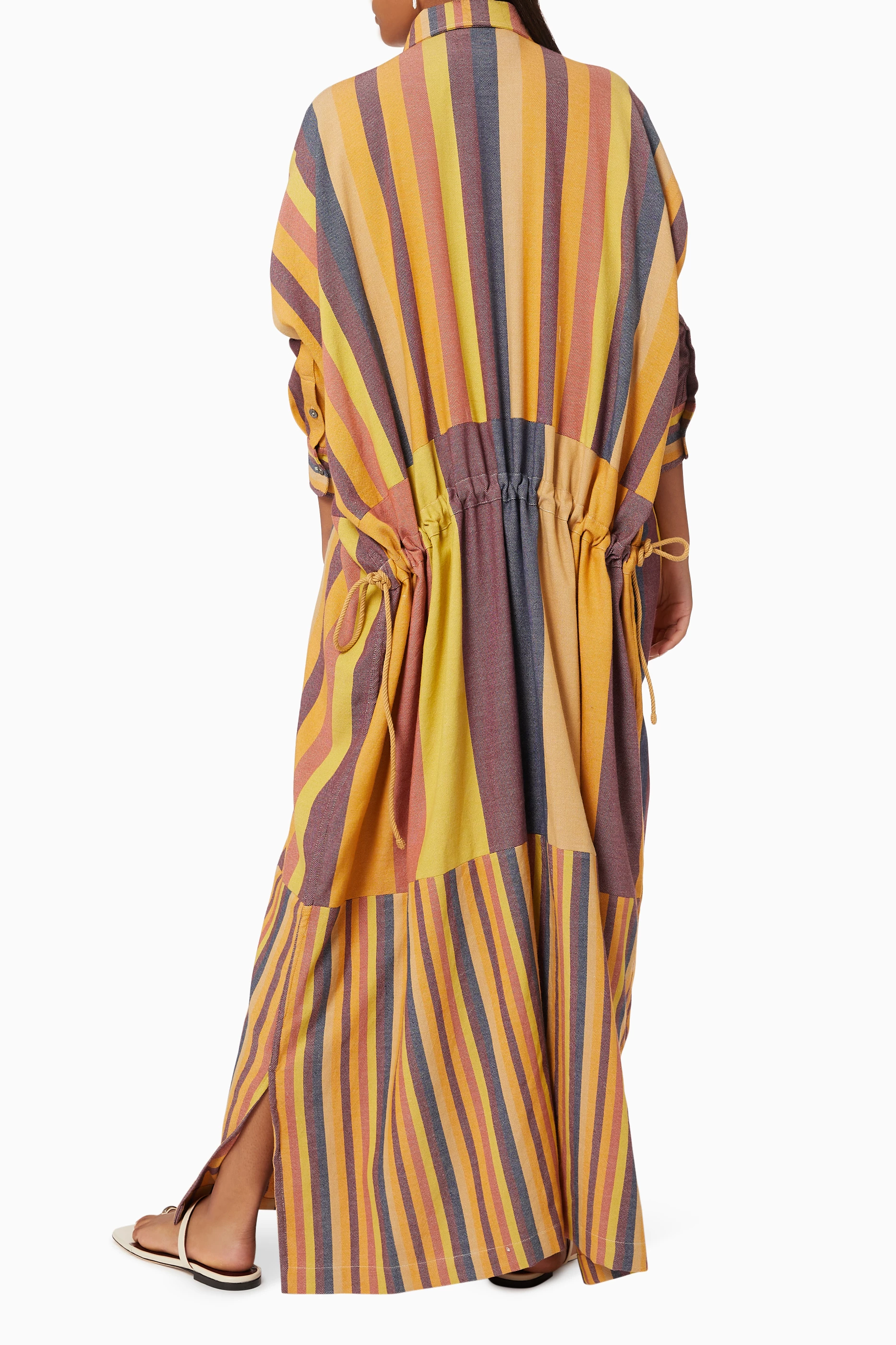 Orange and yellow striped dress discount